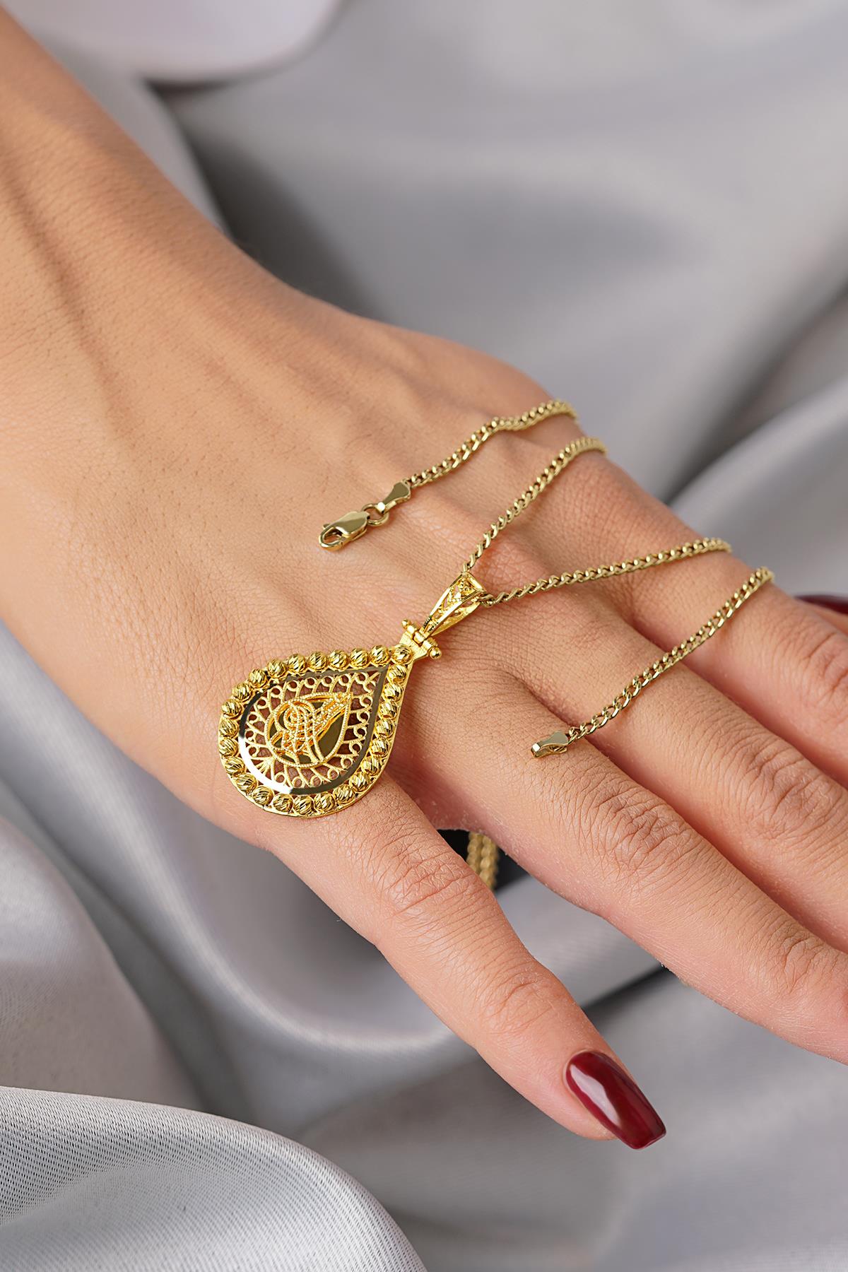 14K Gold Ottoman Seal on Curb Chain