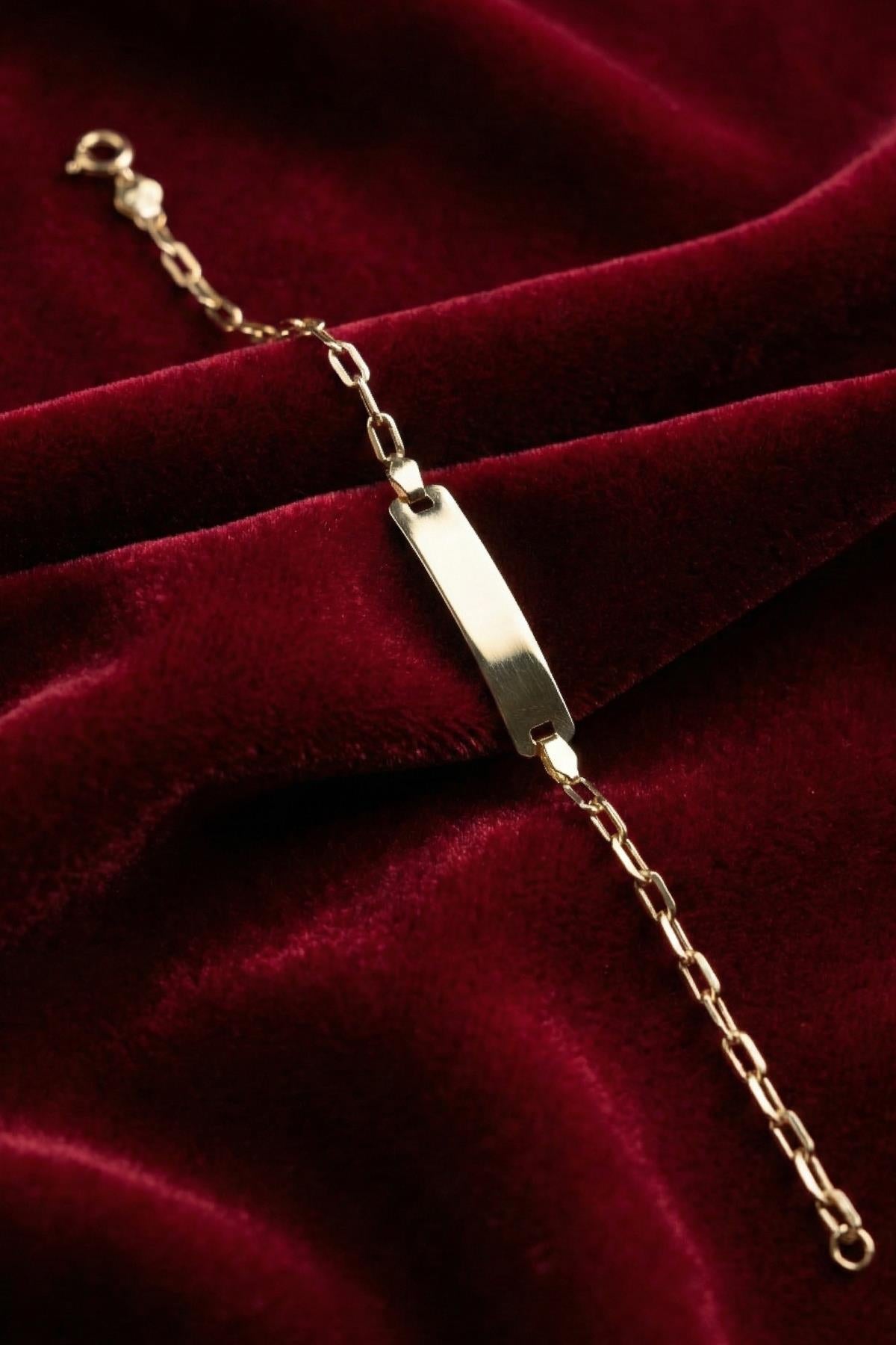 14K Gold Oval Paperclip Baby ID Bracelet