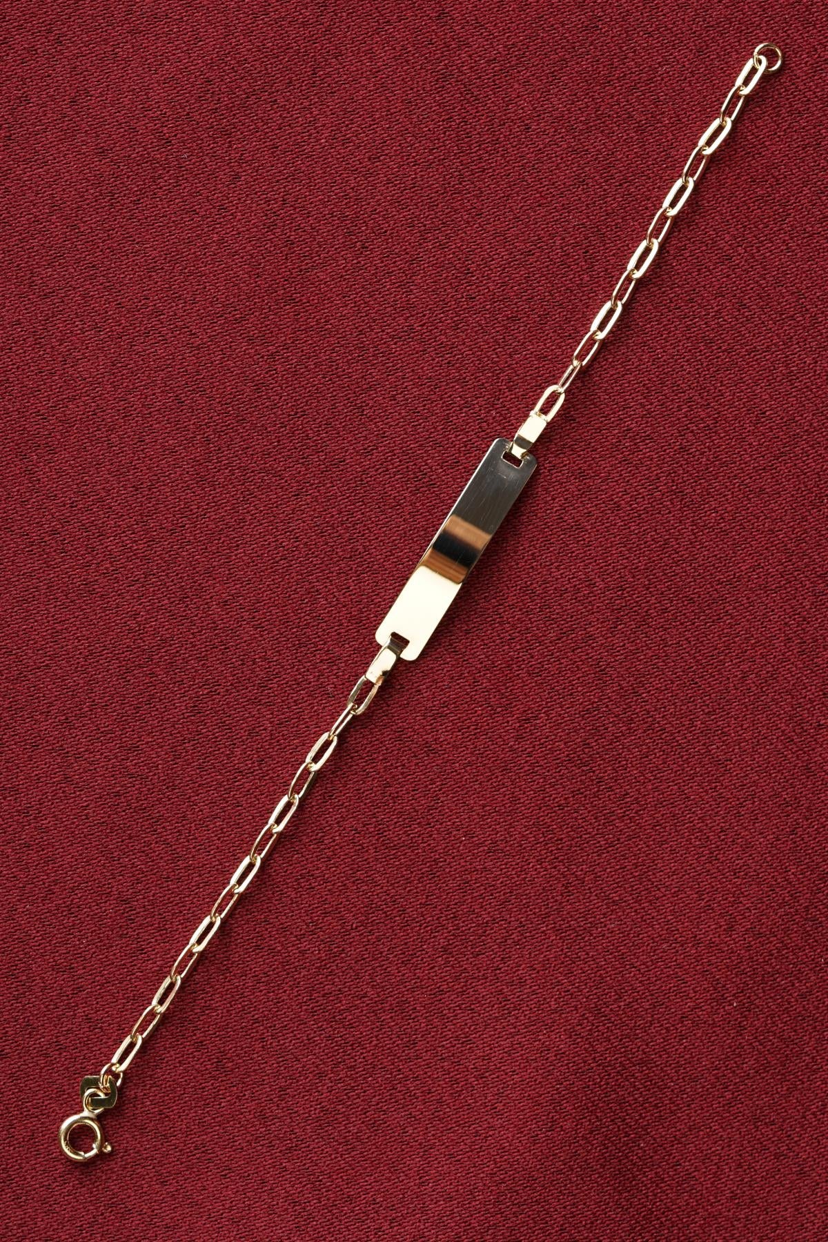 14K Gold Oval Paperclip Baby ID Bracelet