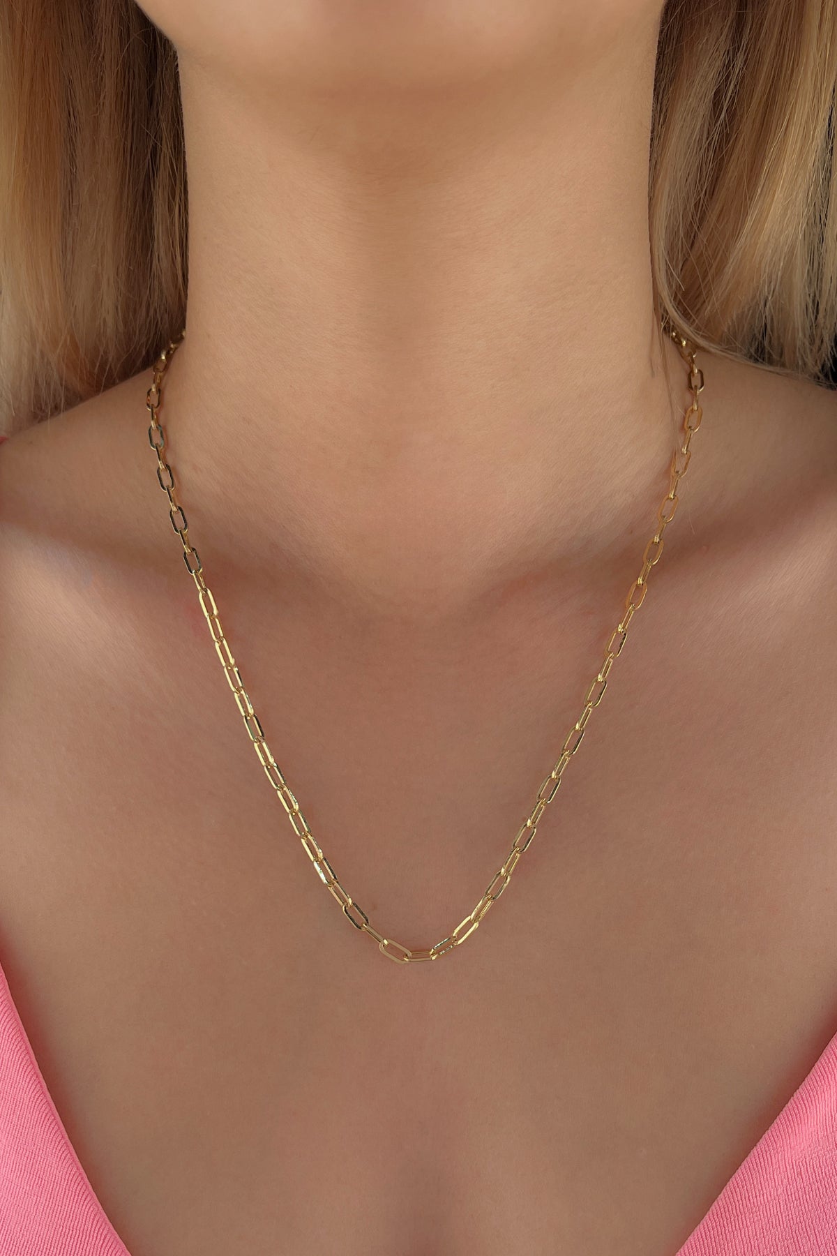 14K Gold Oval Paperclip Chain    0.141 inch