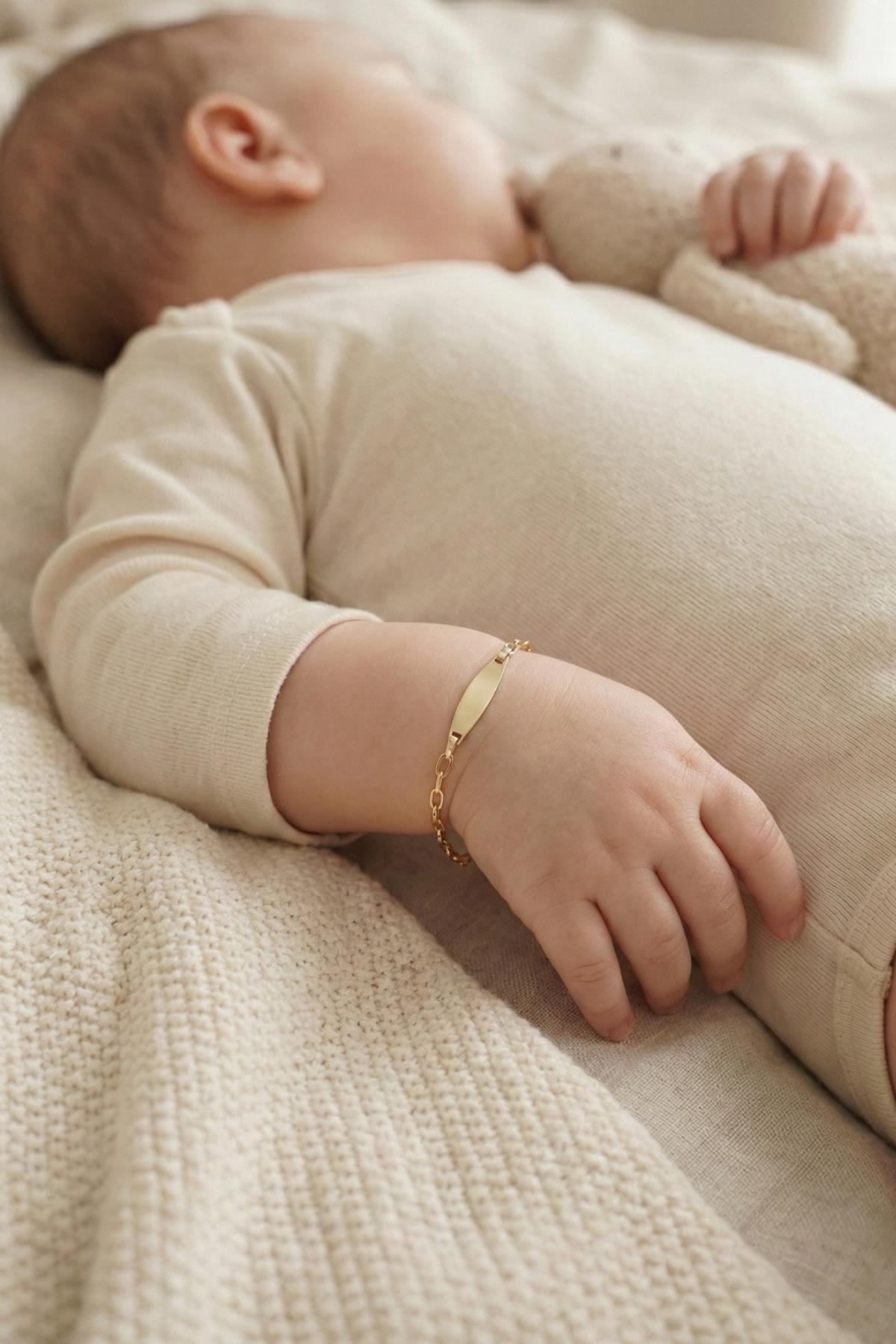 14K Gold Oval Paperclip ID Bracelet for Kids