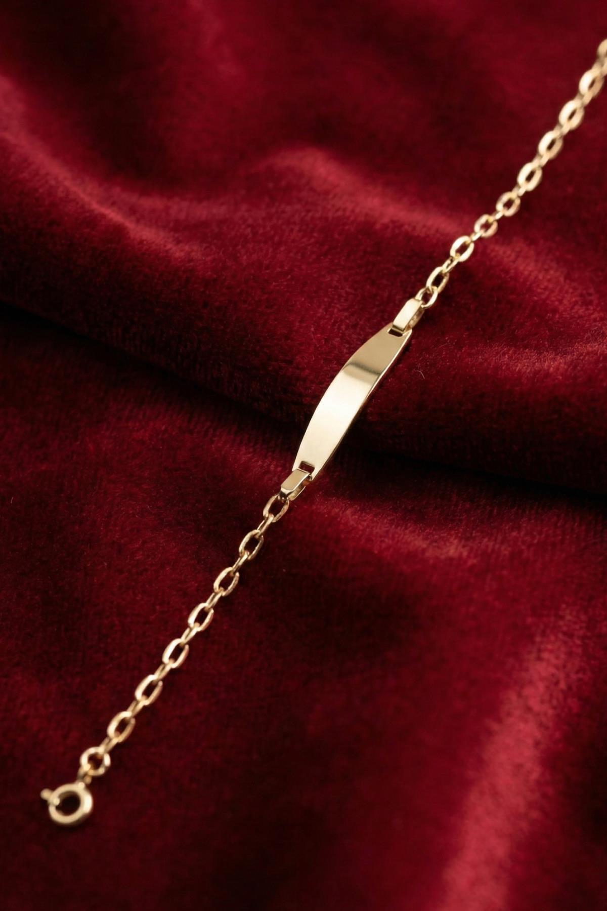 14K Gold Oval Paperclip ID Bracelet for Kids