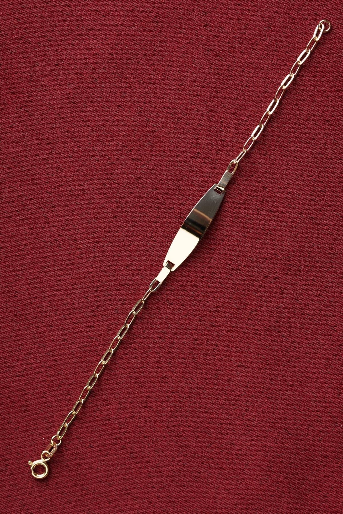 14K Gold Oval Paperclip ID Bracelet for Kids