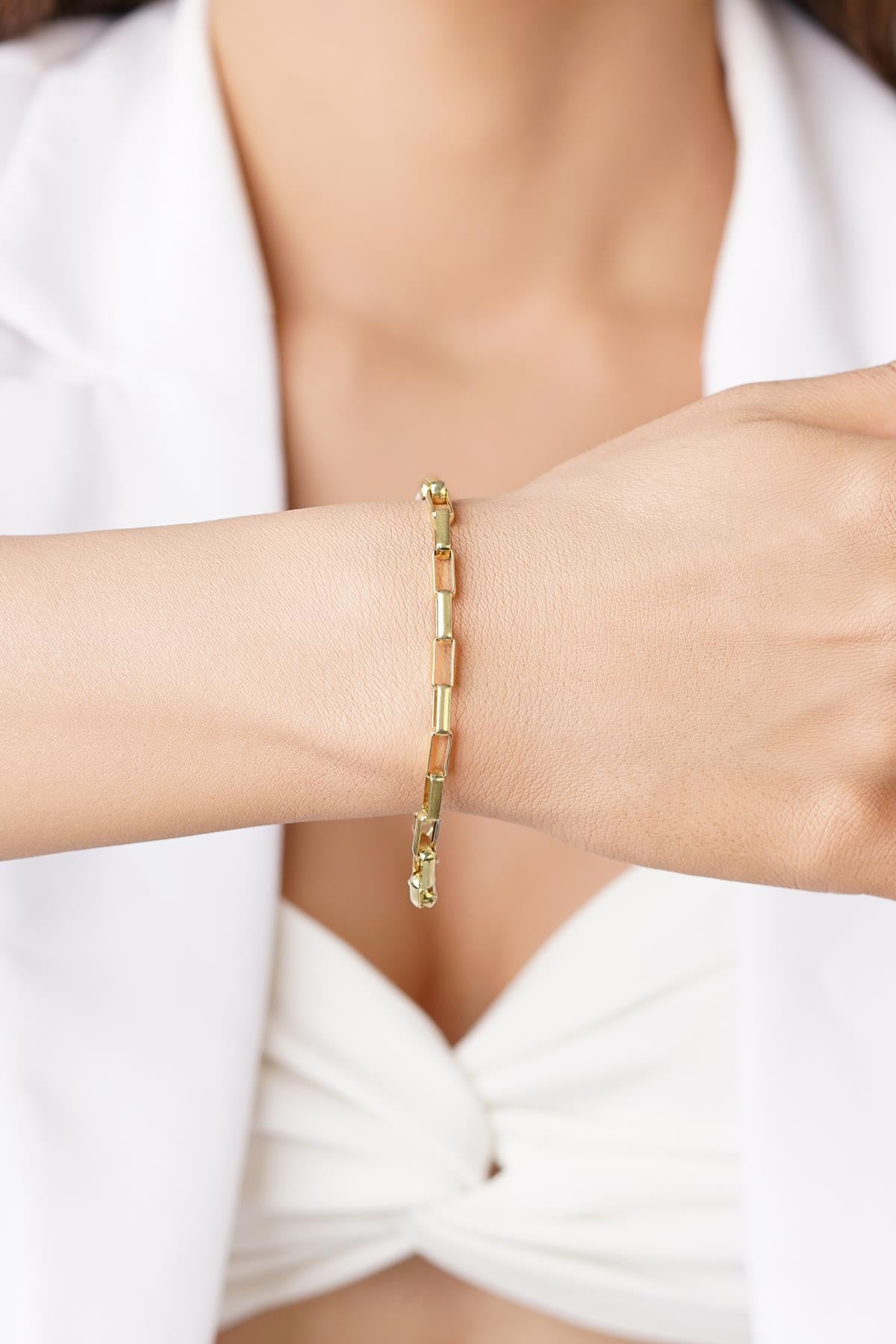 14K Gold Oval Paperclip Link Bracelet