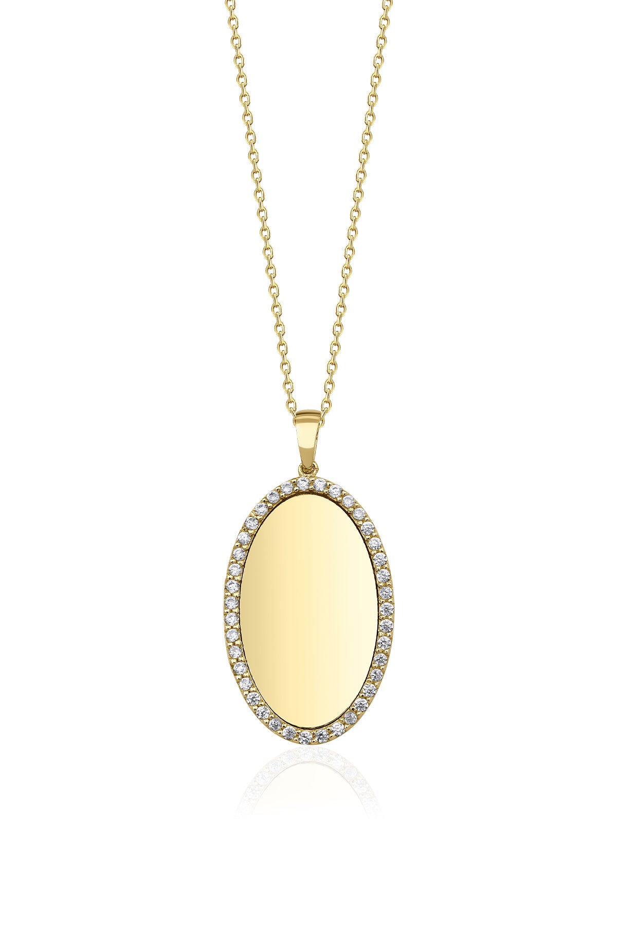 14K Gold Oval Plate Necklace