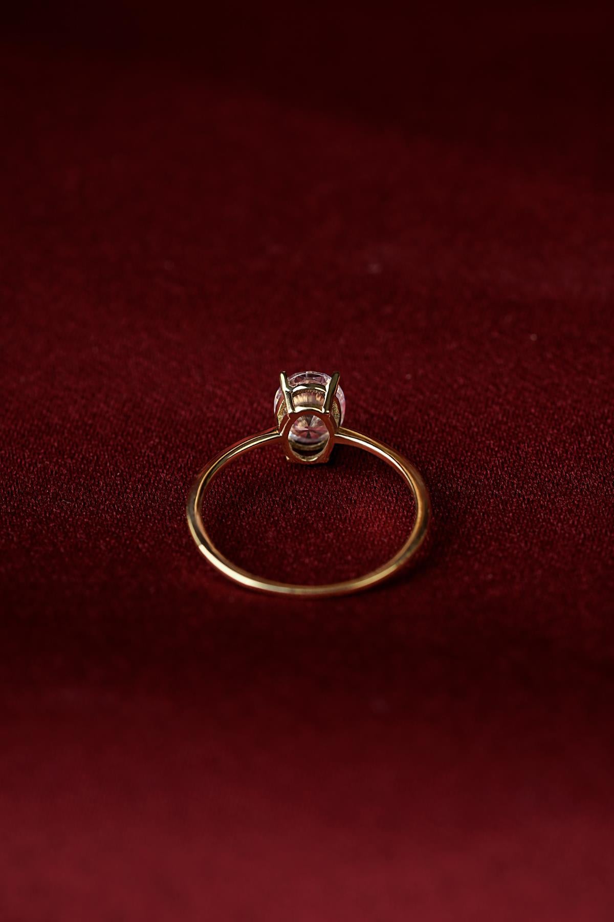 14K Gold Oval Solitaire Ring