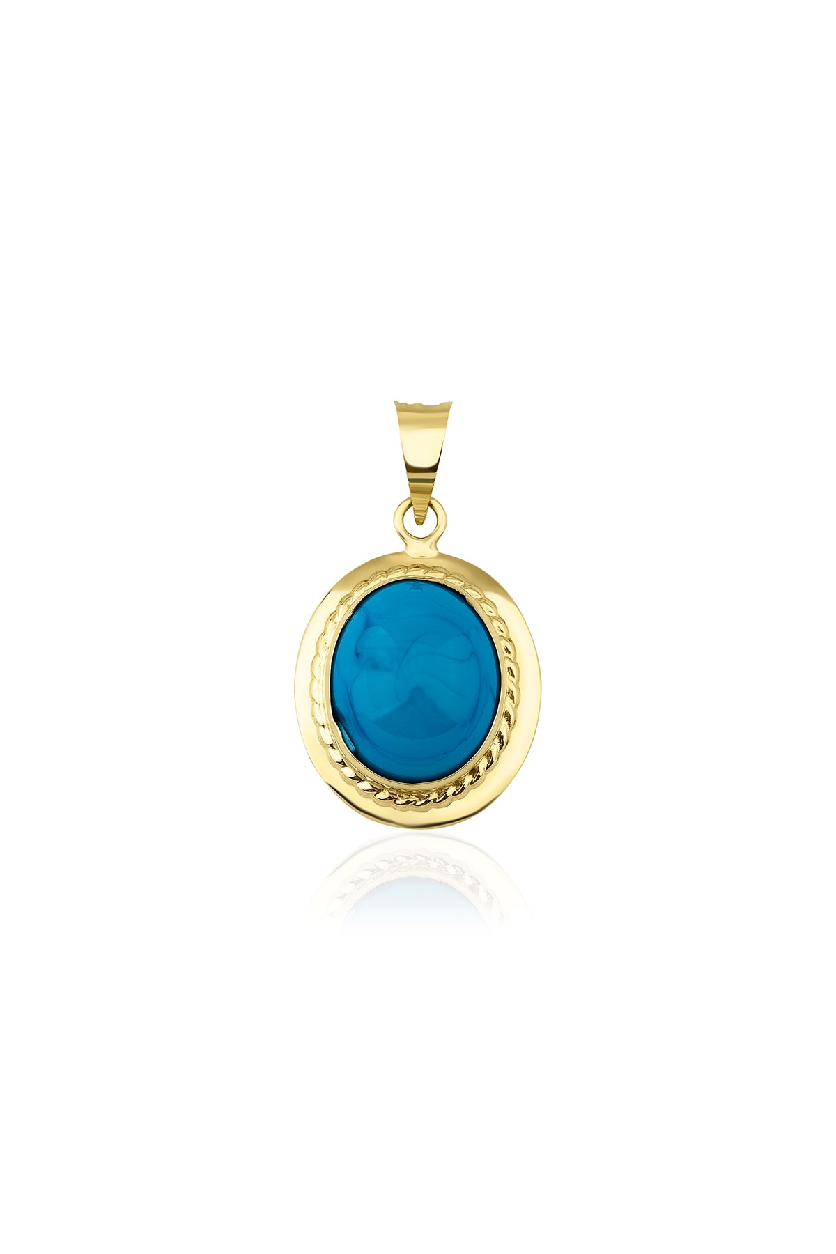 14K Gold Oval Turquoise Stone Charm