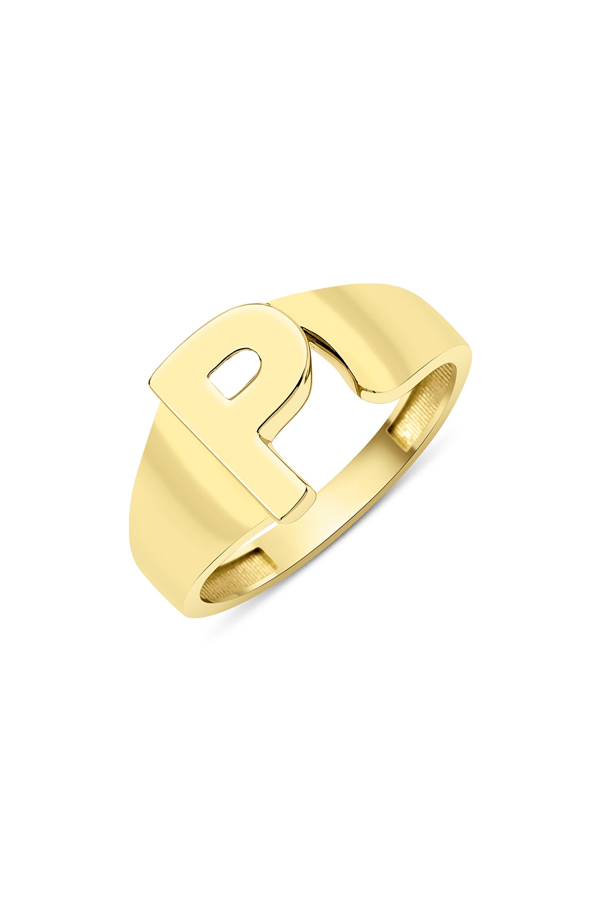 14k Gold P Initial Ring