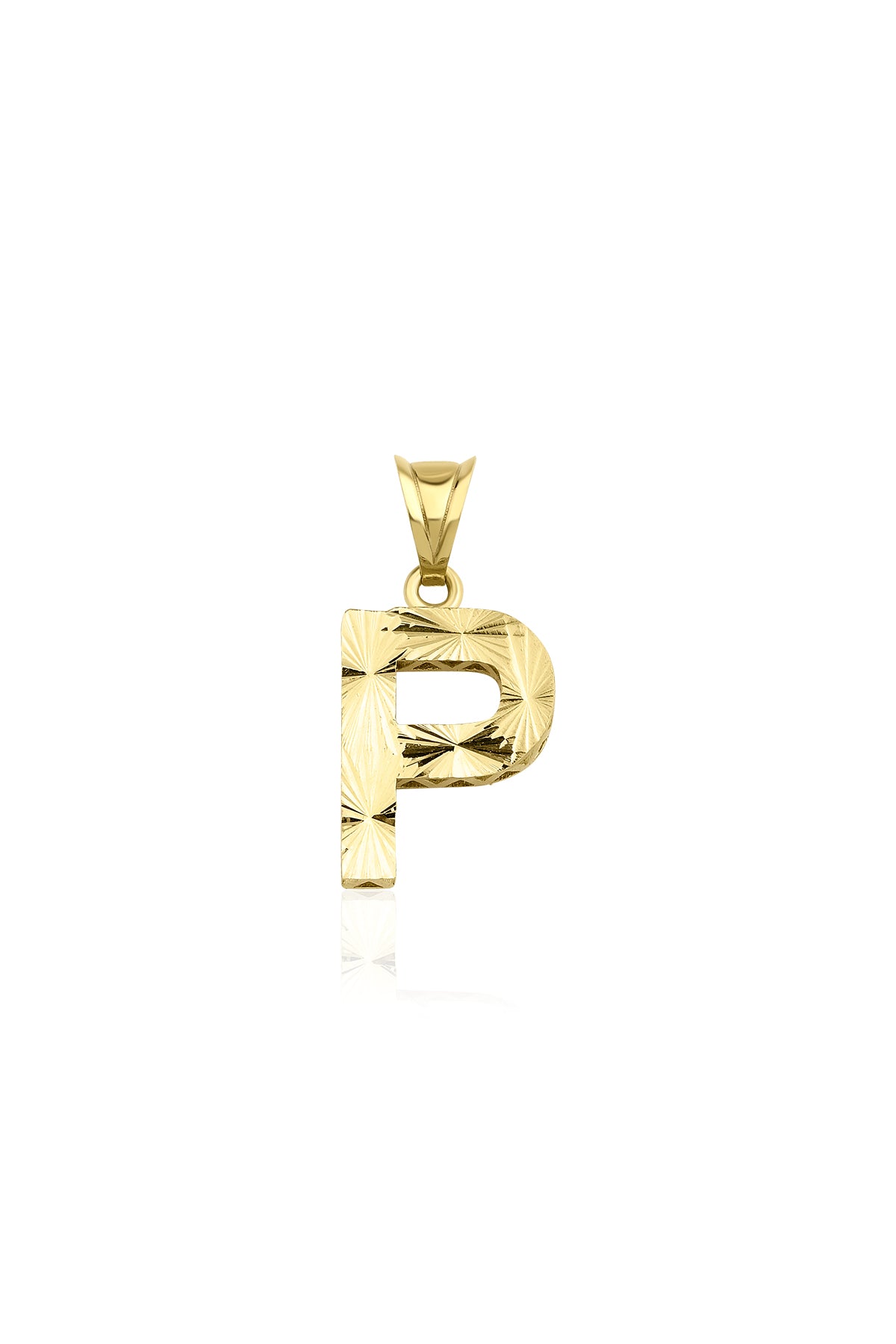 14K Gold P Letter Mini Shine Pendant