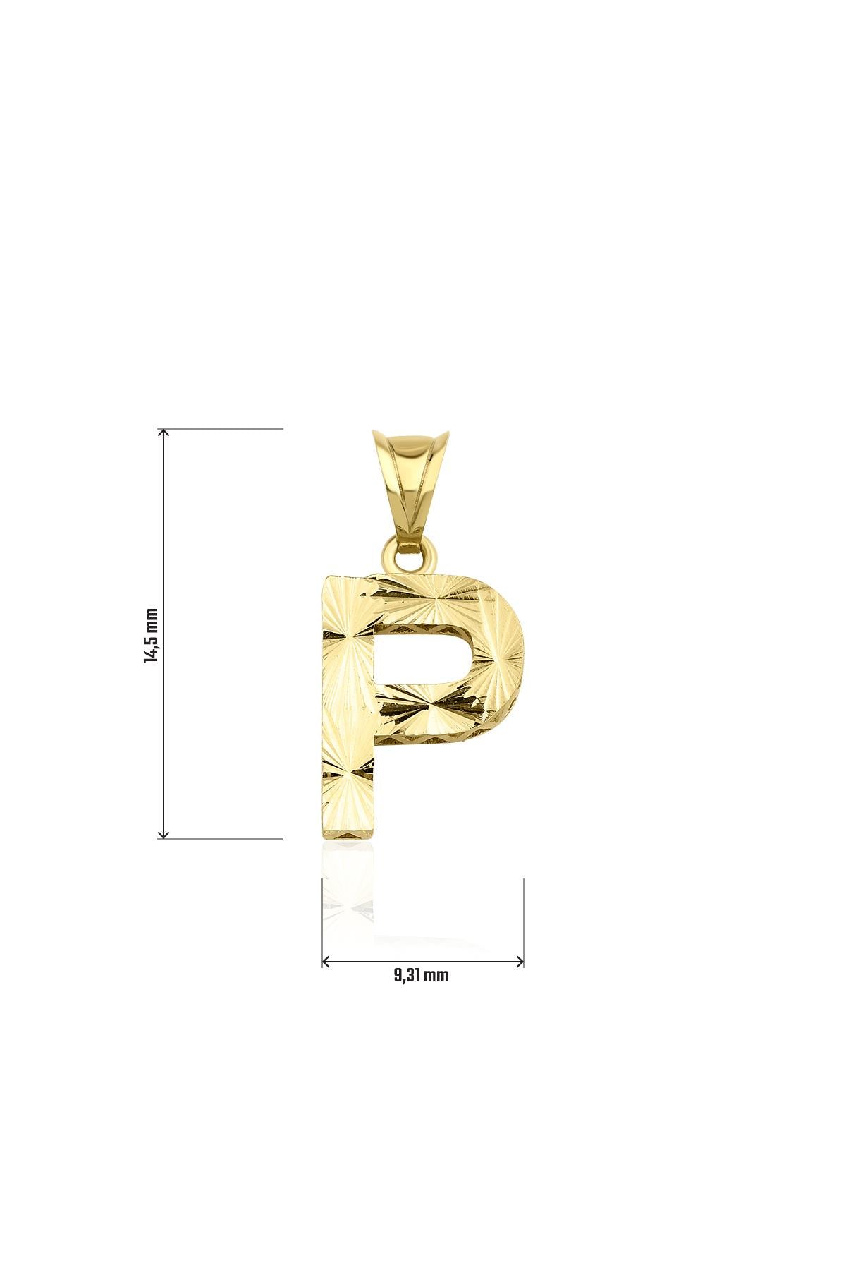 14K Gold P Letter Mini Shine Pendant