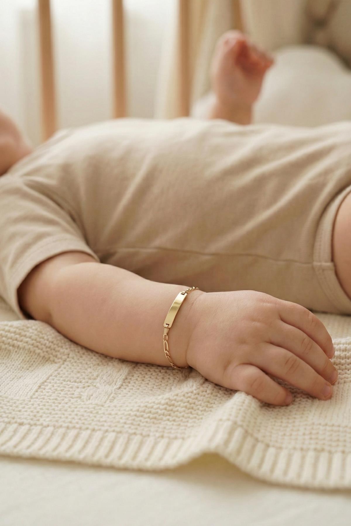 14K Gold Paperclip Baby ID Bracelet