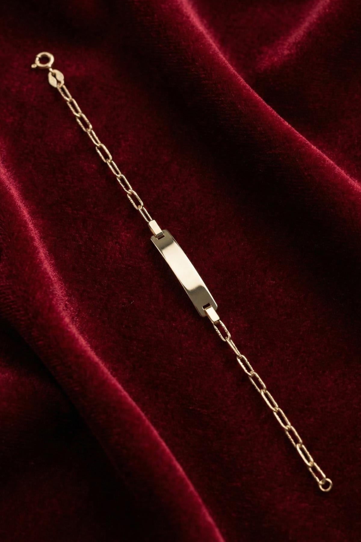 14K Gold Paperclip Baby ID Bracelet