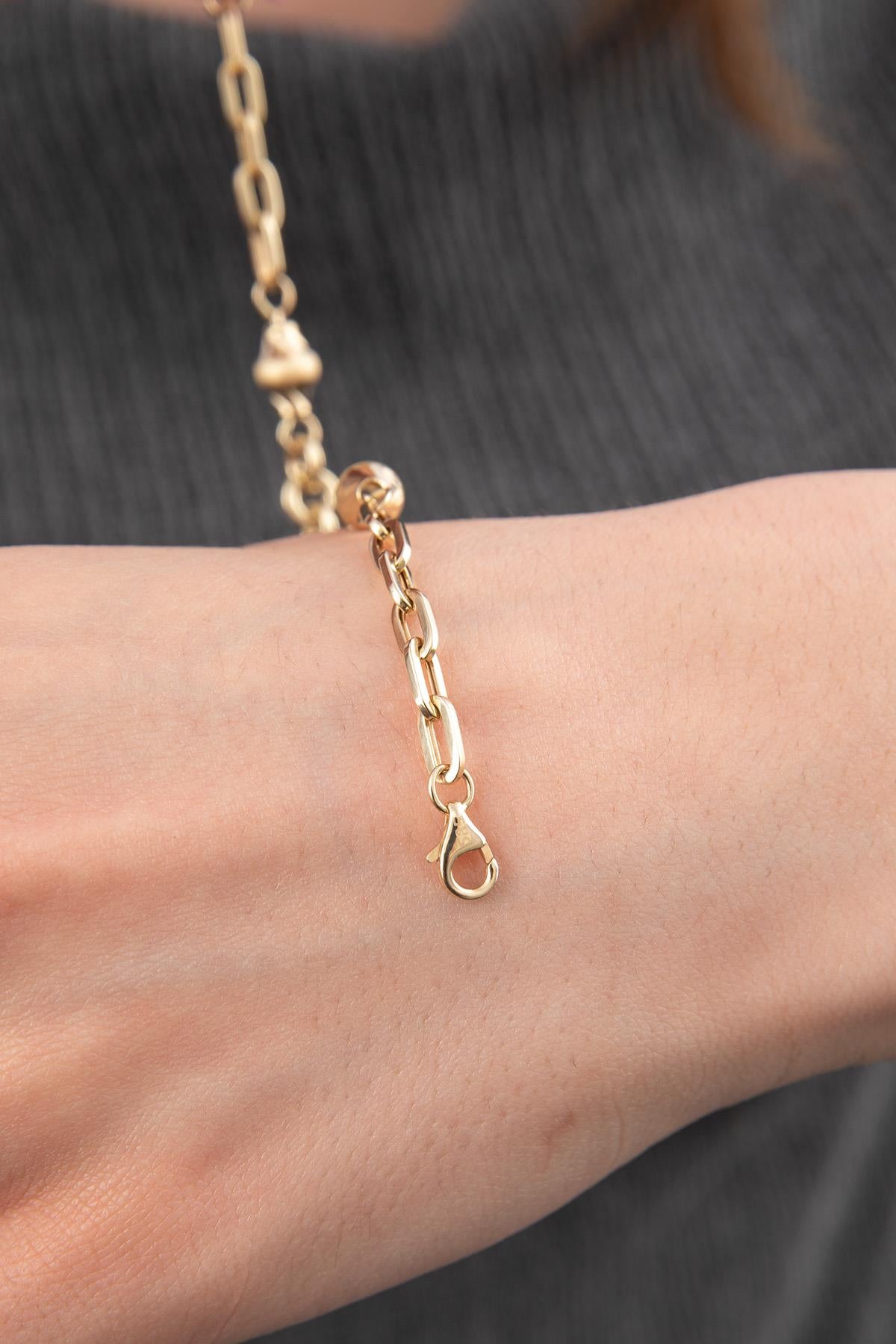 14K Gold Paperclip Evil Eye Special Designed Bracelet