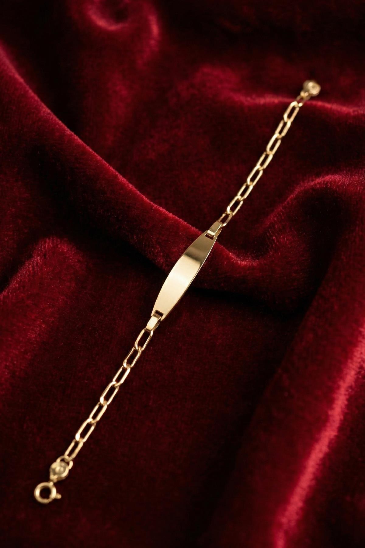 14K Gold Paperclip Oval Baby ID Bracelet