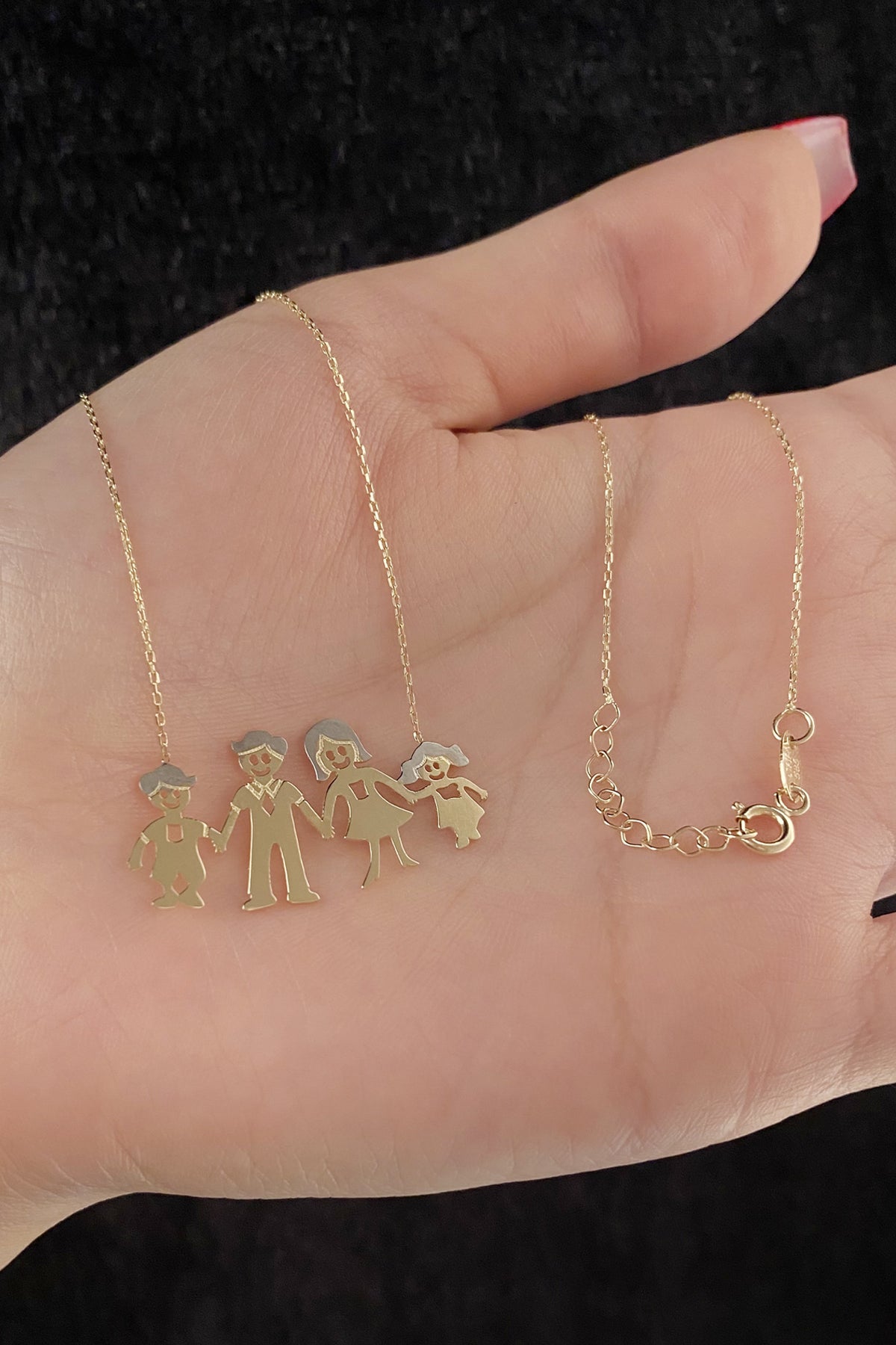 14K Gold Parent-Child Family Necklace