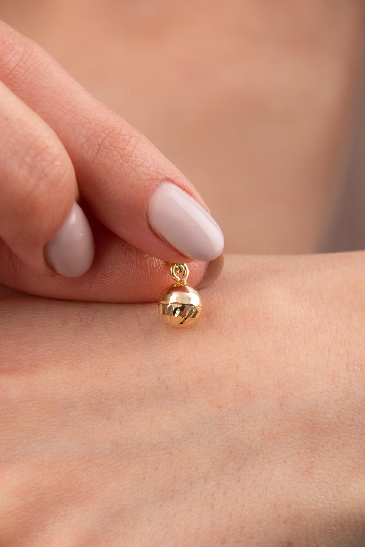 14K Gold Patterned Ball Charm  ( Medium )
