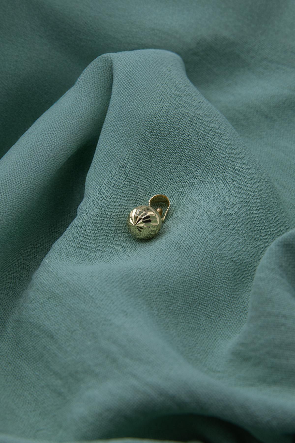 14K Gold Patterned Ball Charm  ( Medium )