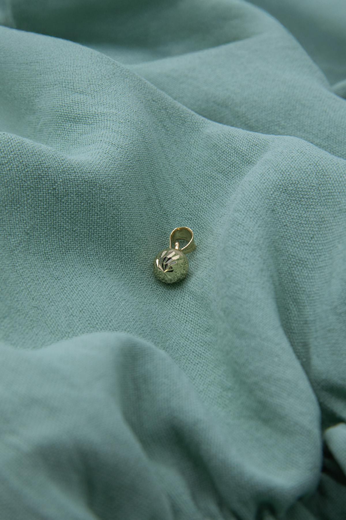 14K Solid Gold Patterned Ball Charm  ( Small )