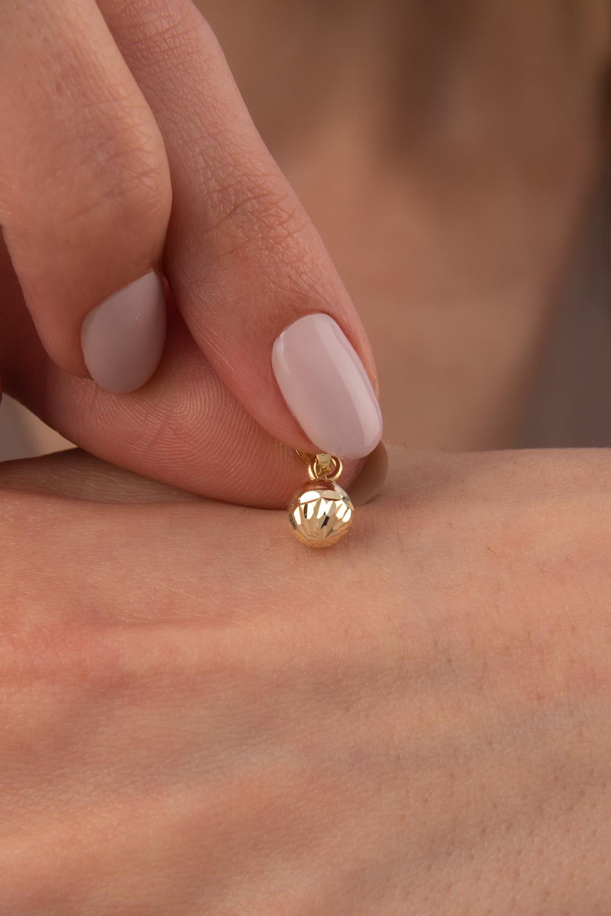 14K Gold Patterned Ball Charm  ( Small )