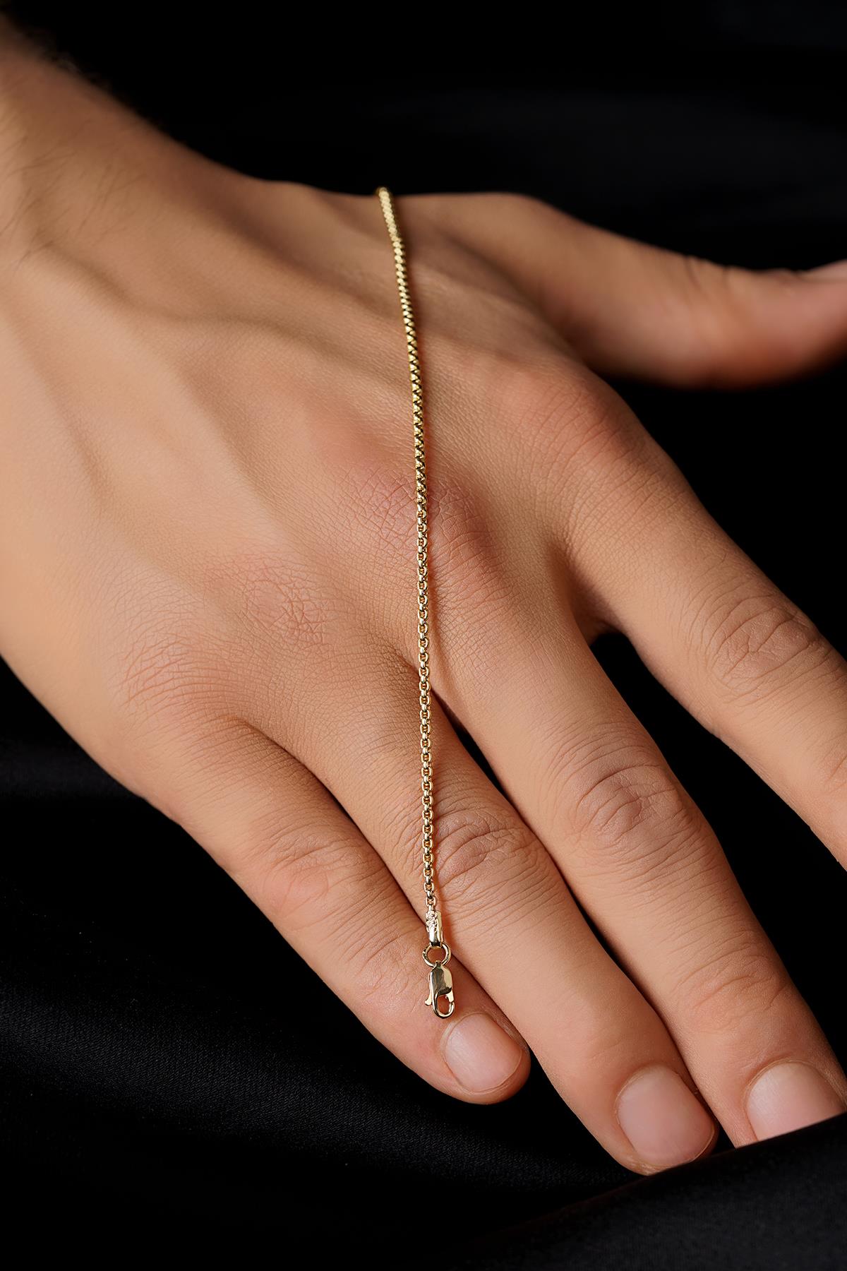 14K Solid Gold Patterned Box Chain Bracelet