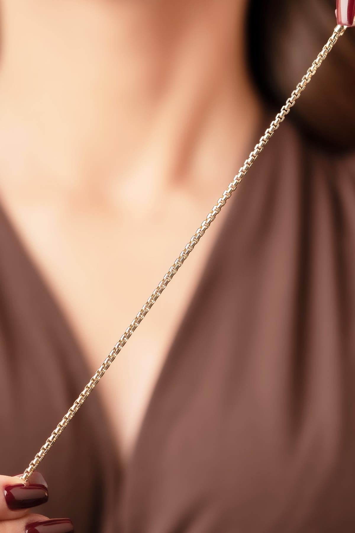 14K Gold Patterned Box Chain Bracelet 2.55 mm