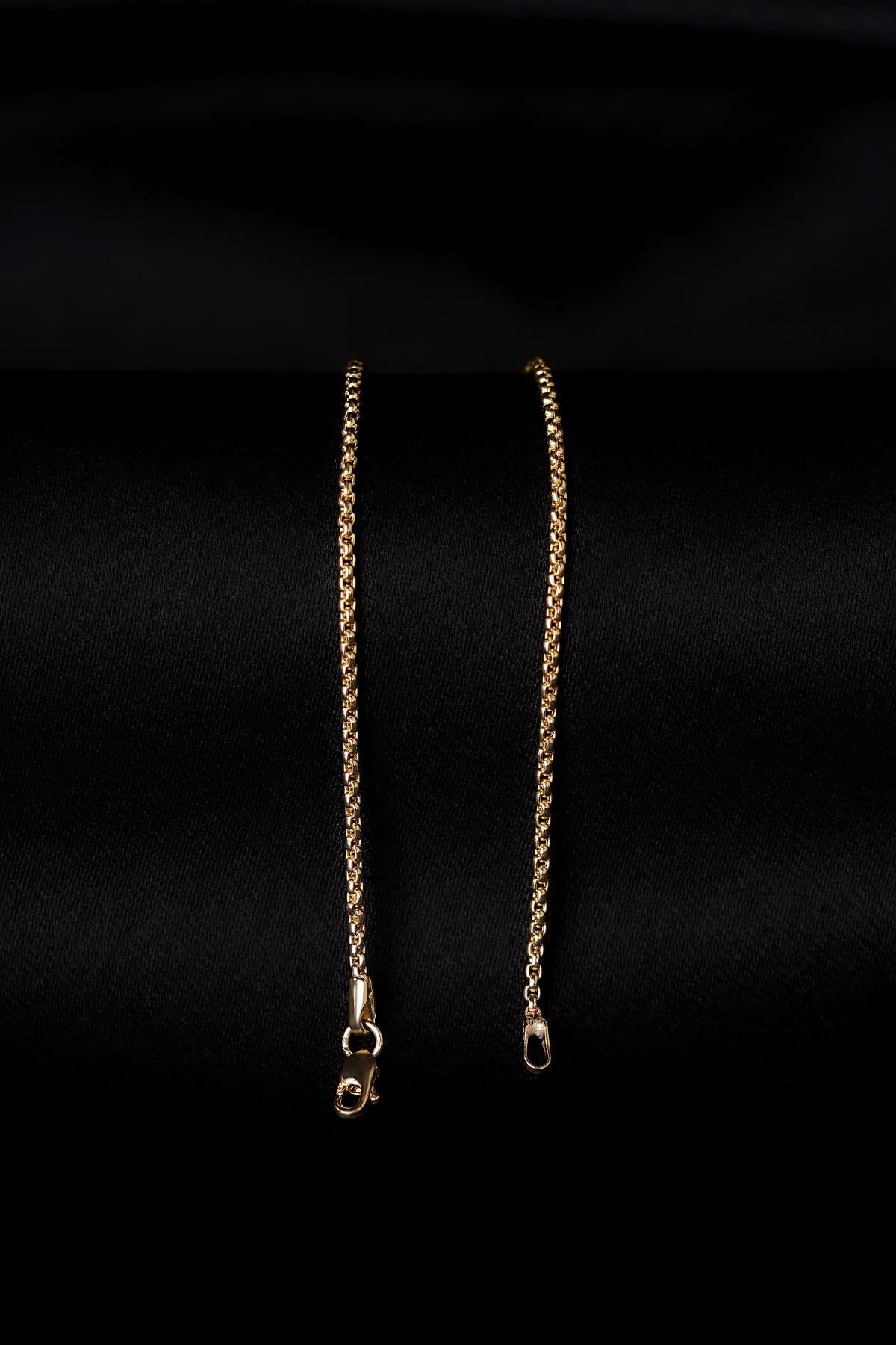 14K Solid Gold Patterned Box Chain Bracelet