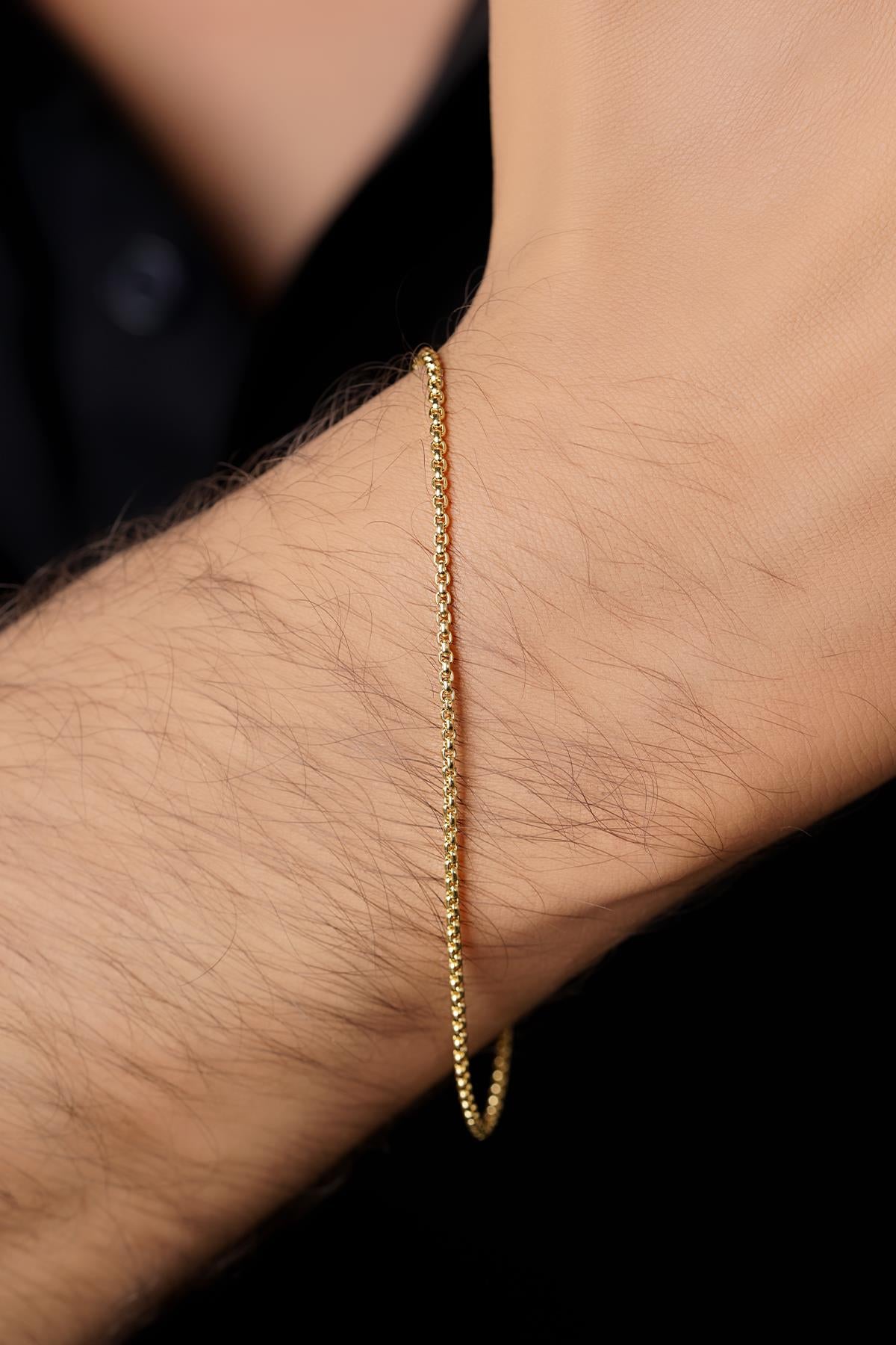 14K Gold Patterned Box Chain Bracelet
