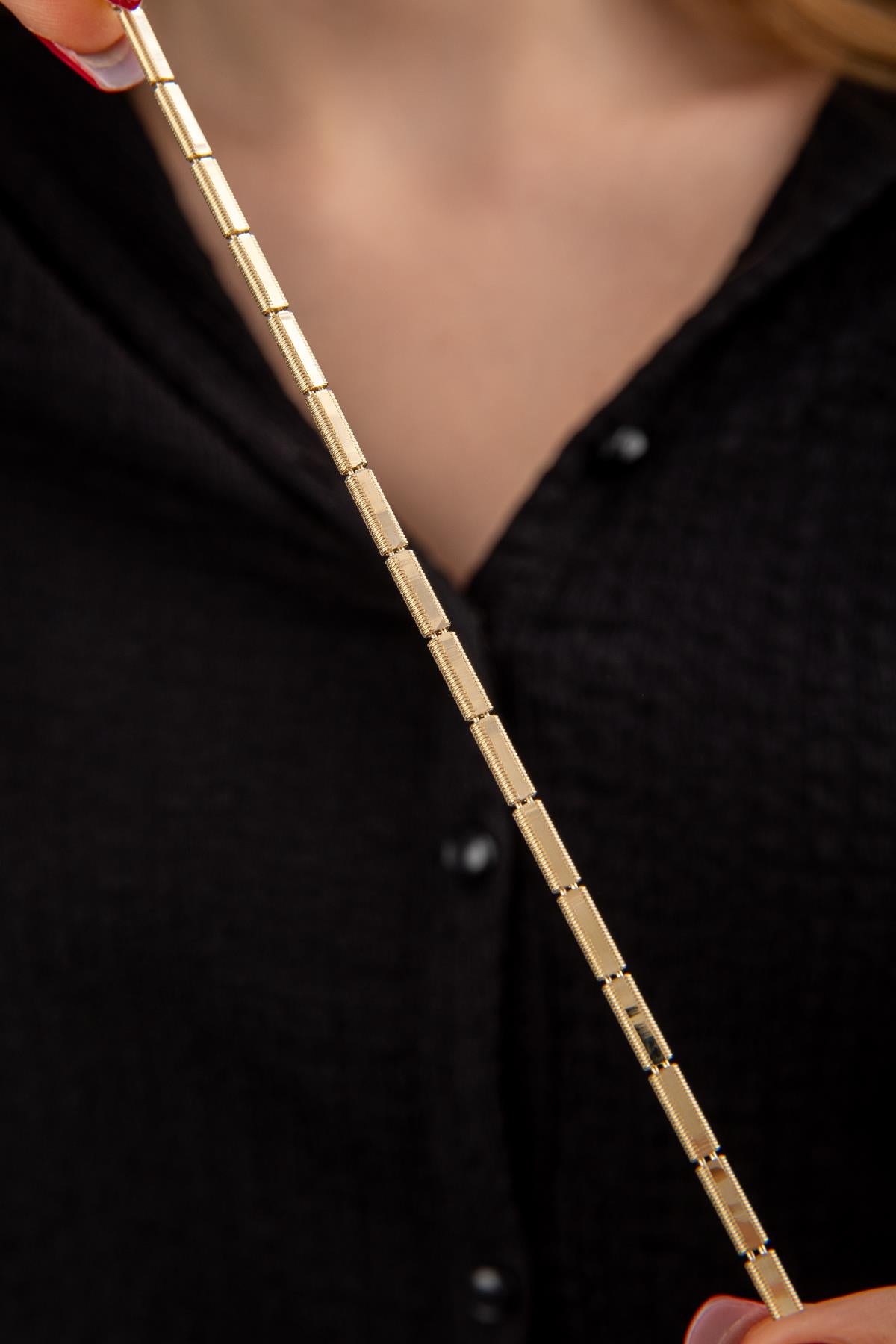 14K Solid Gold Patterned Bracelet