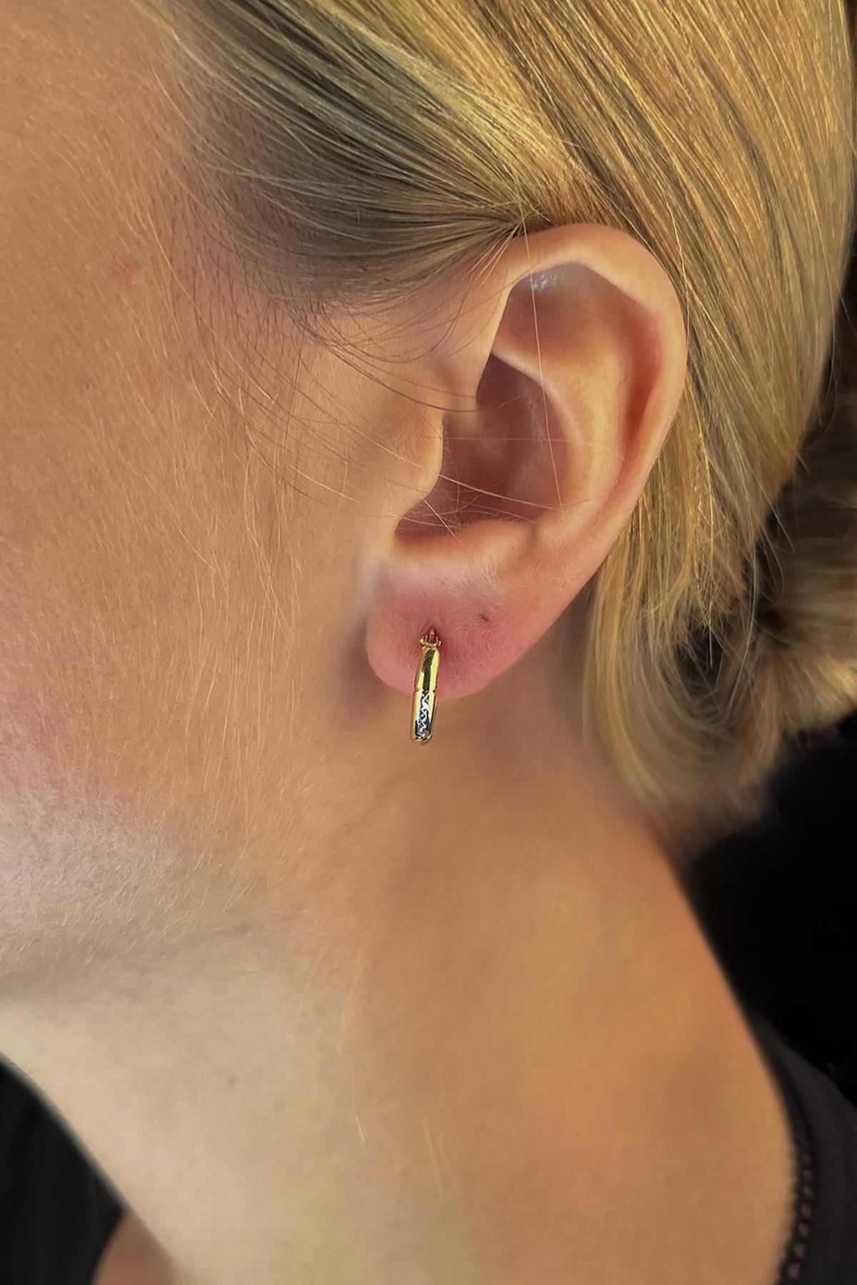 14K Gold Patterned Hoop Earrings