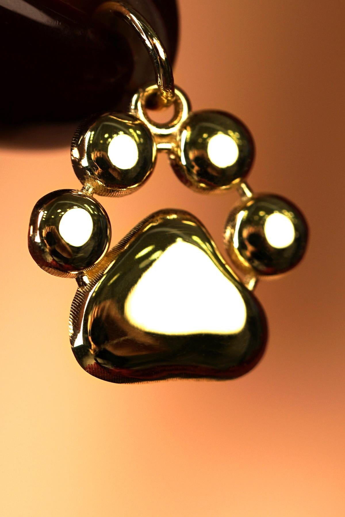 14K Solid Gold Paw Pendant
