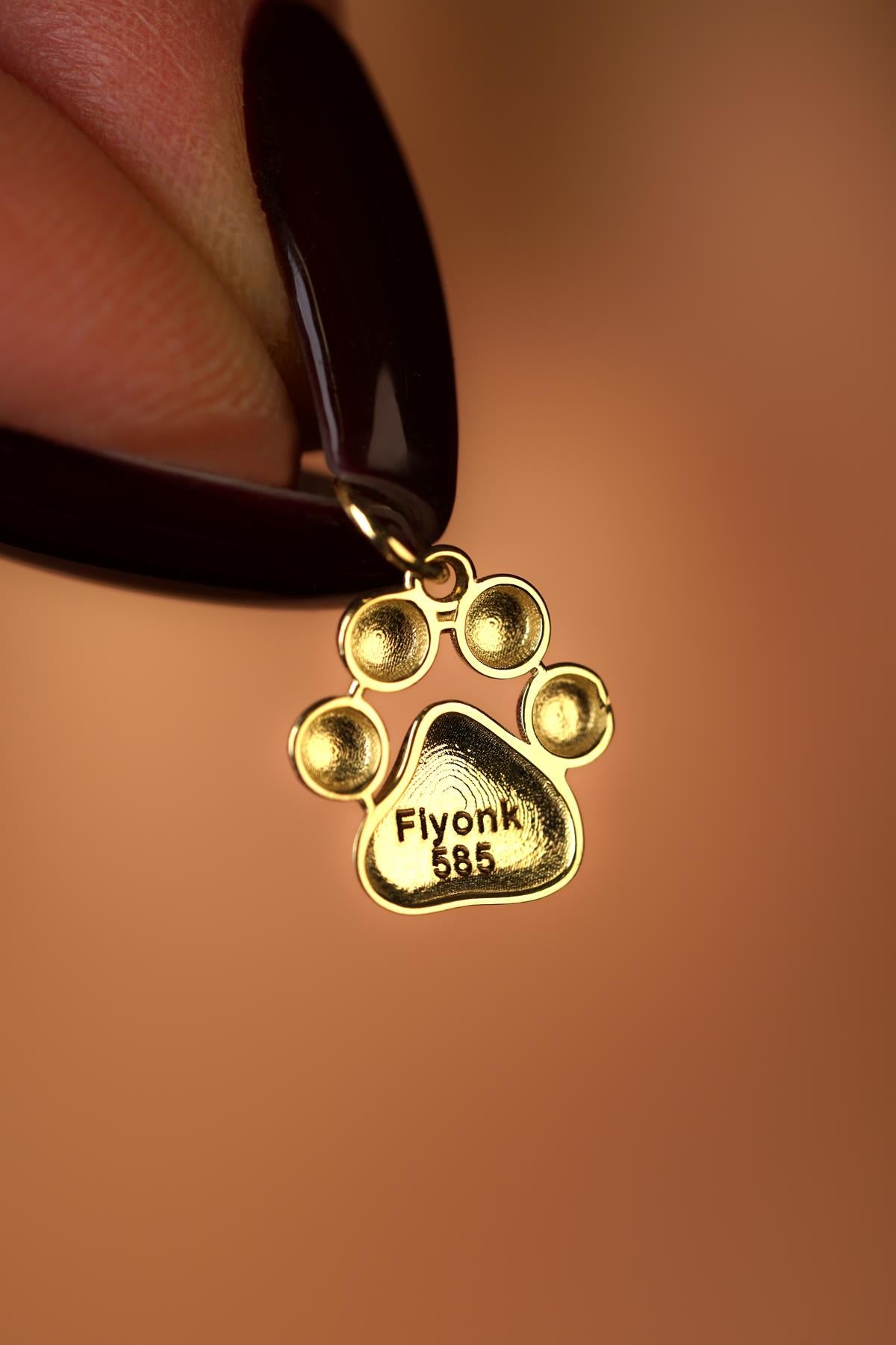 14K Solid Gold Paw Pendant