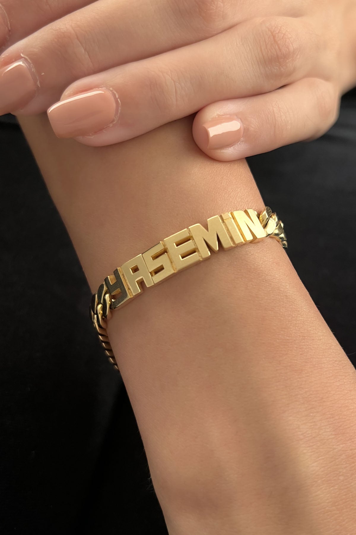 14K Gold Personalized Name Bracelet 0.285 inch