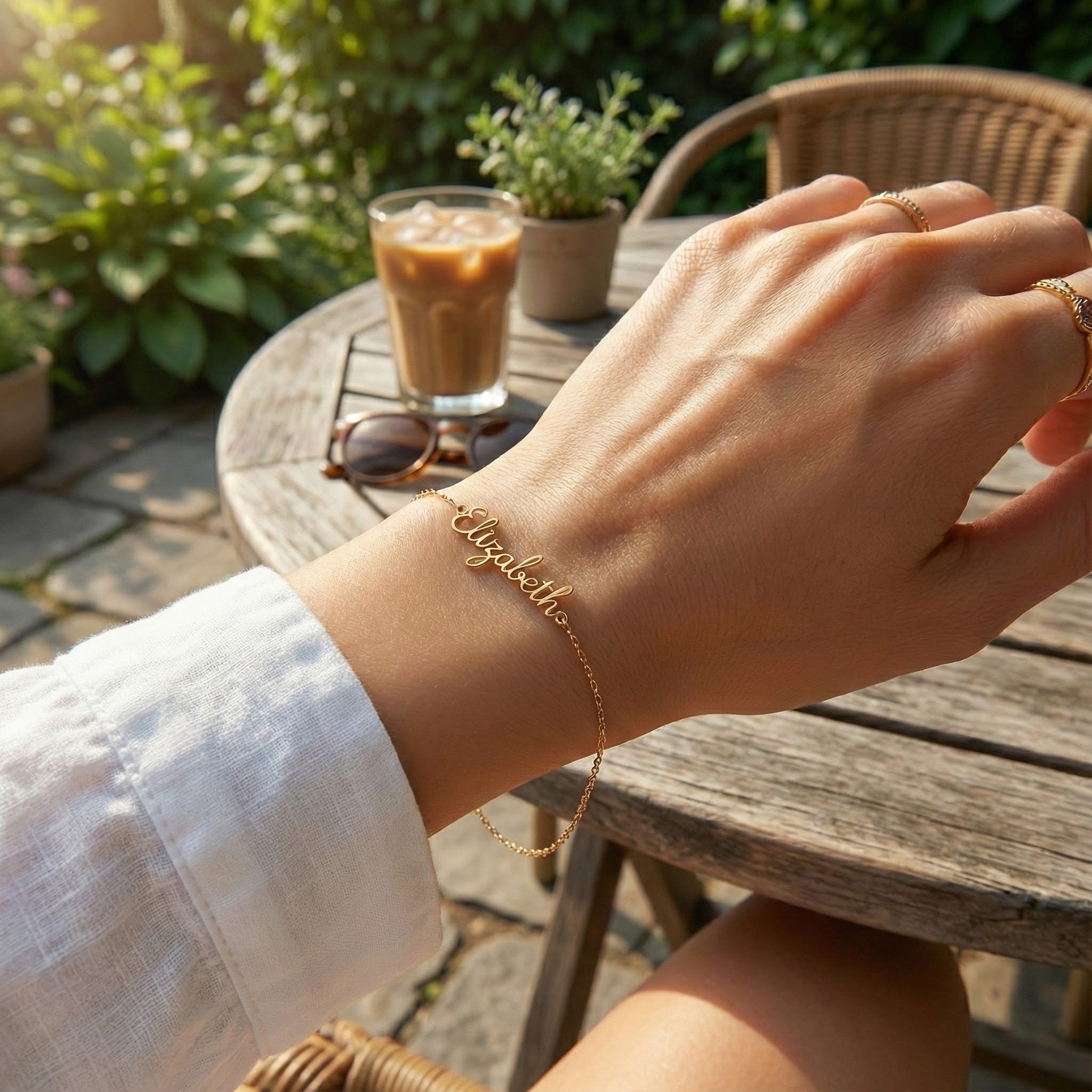 14K Gold Personalized Name Bracelet – Elegant Custom Gift of Identity