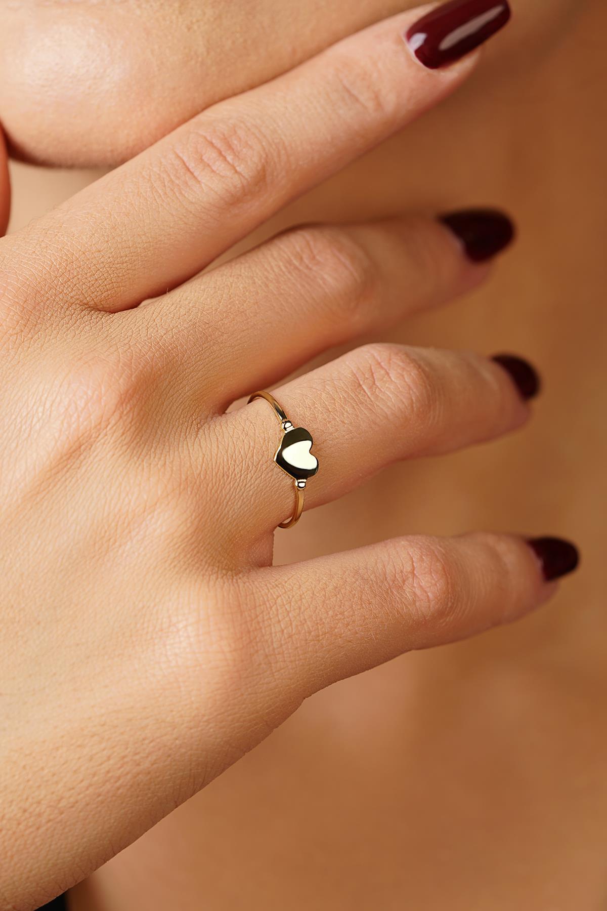14K Gold Plain Heart Ring