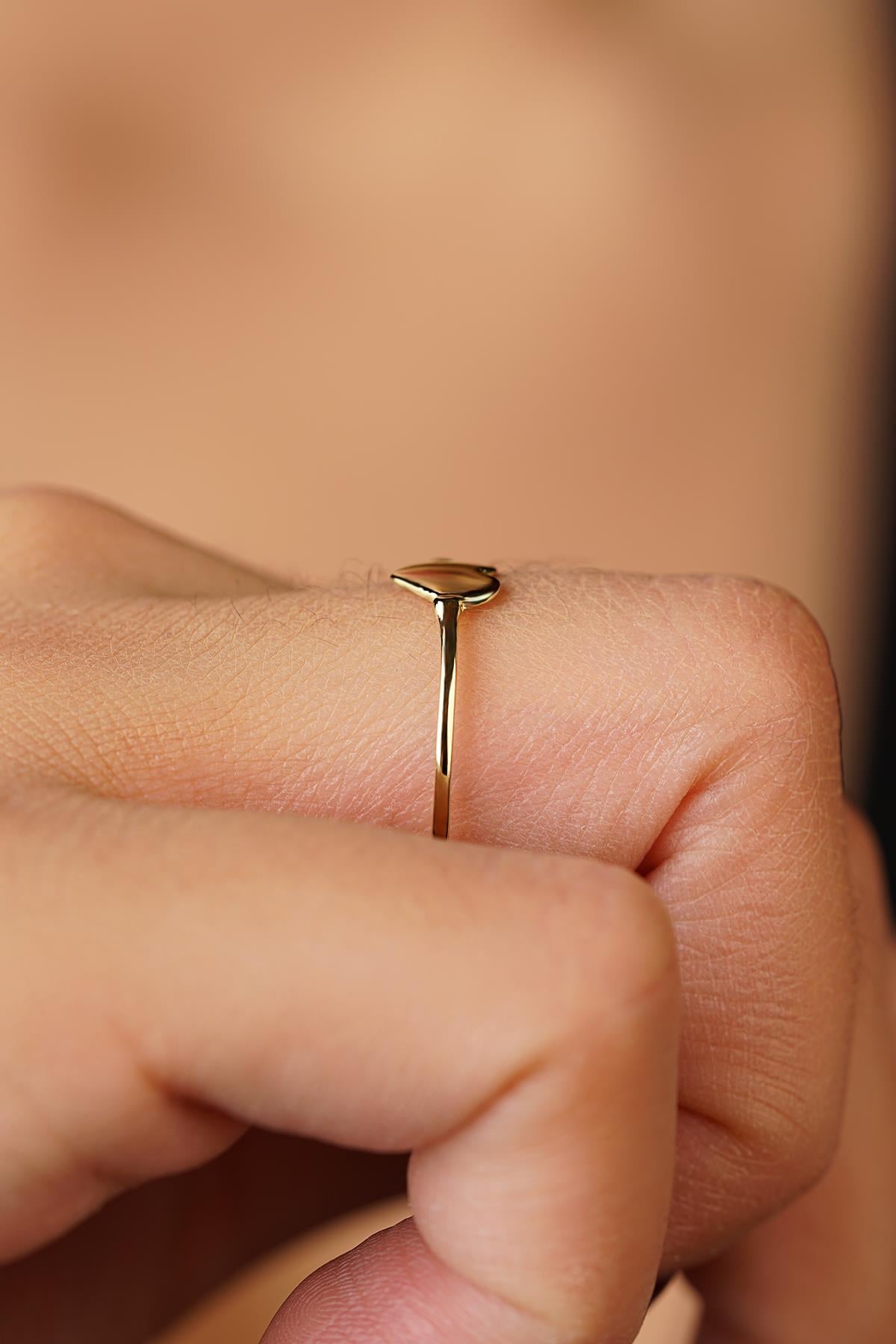 14K Gold Plain Heart Ring