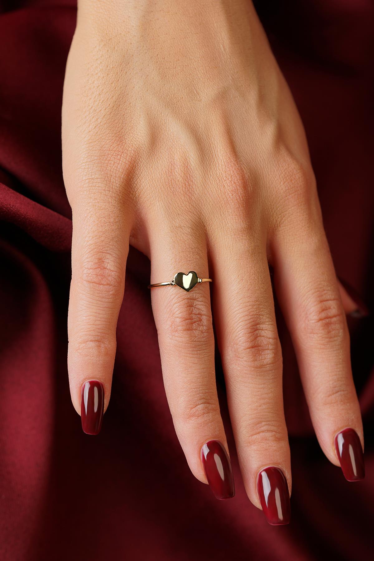 14K Gold Plain Heart Ring