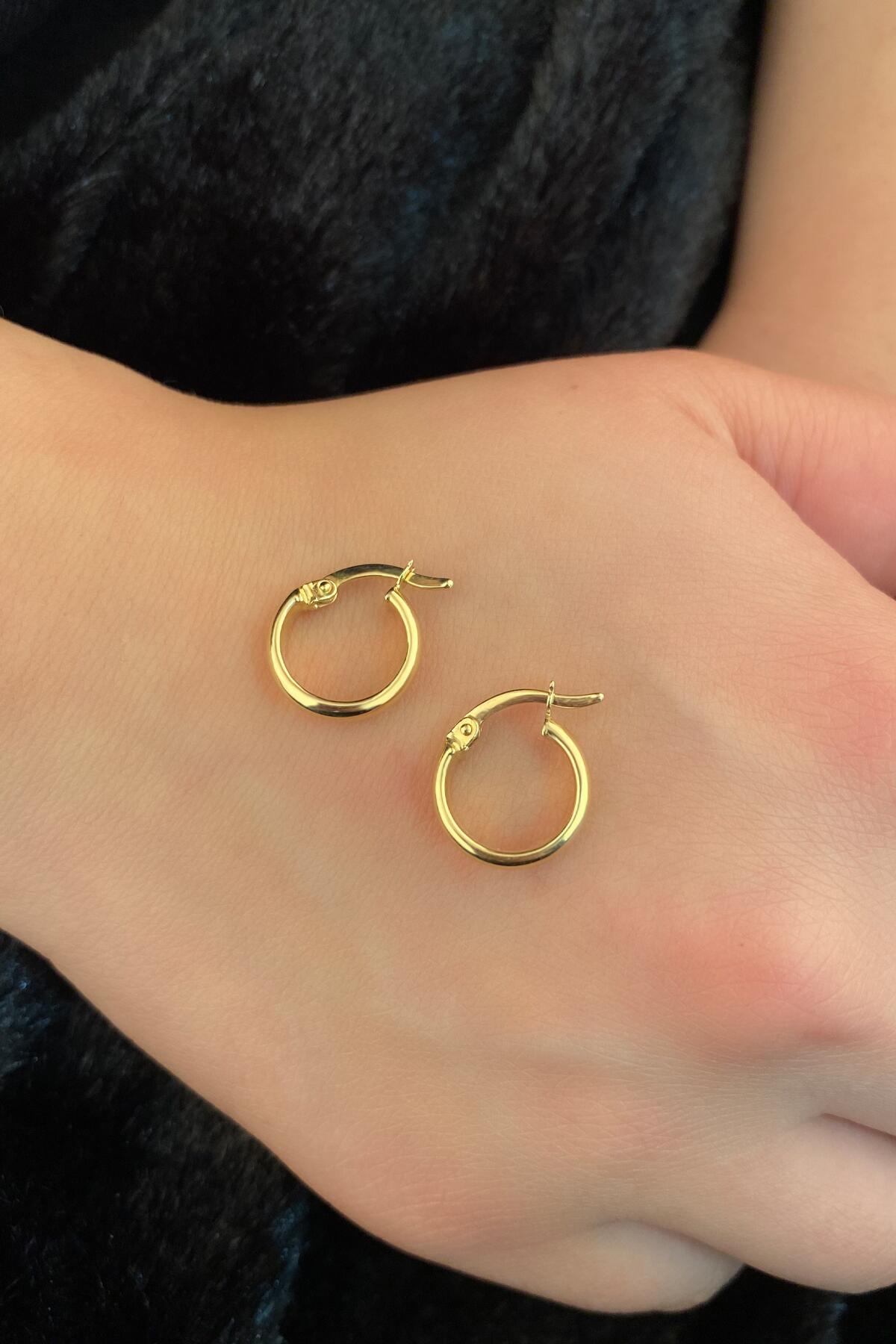 14K Gold Plain Tube Earrings