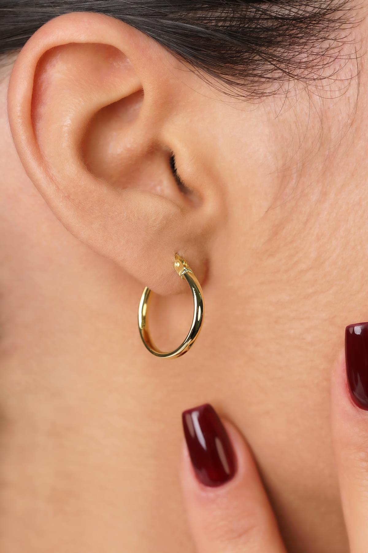 14K Gold Plain Tube Hoop Earrings
