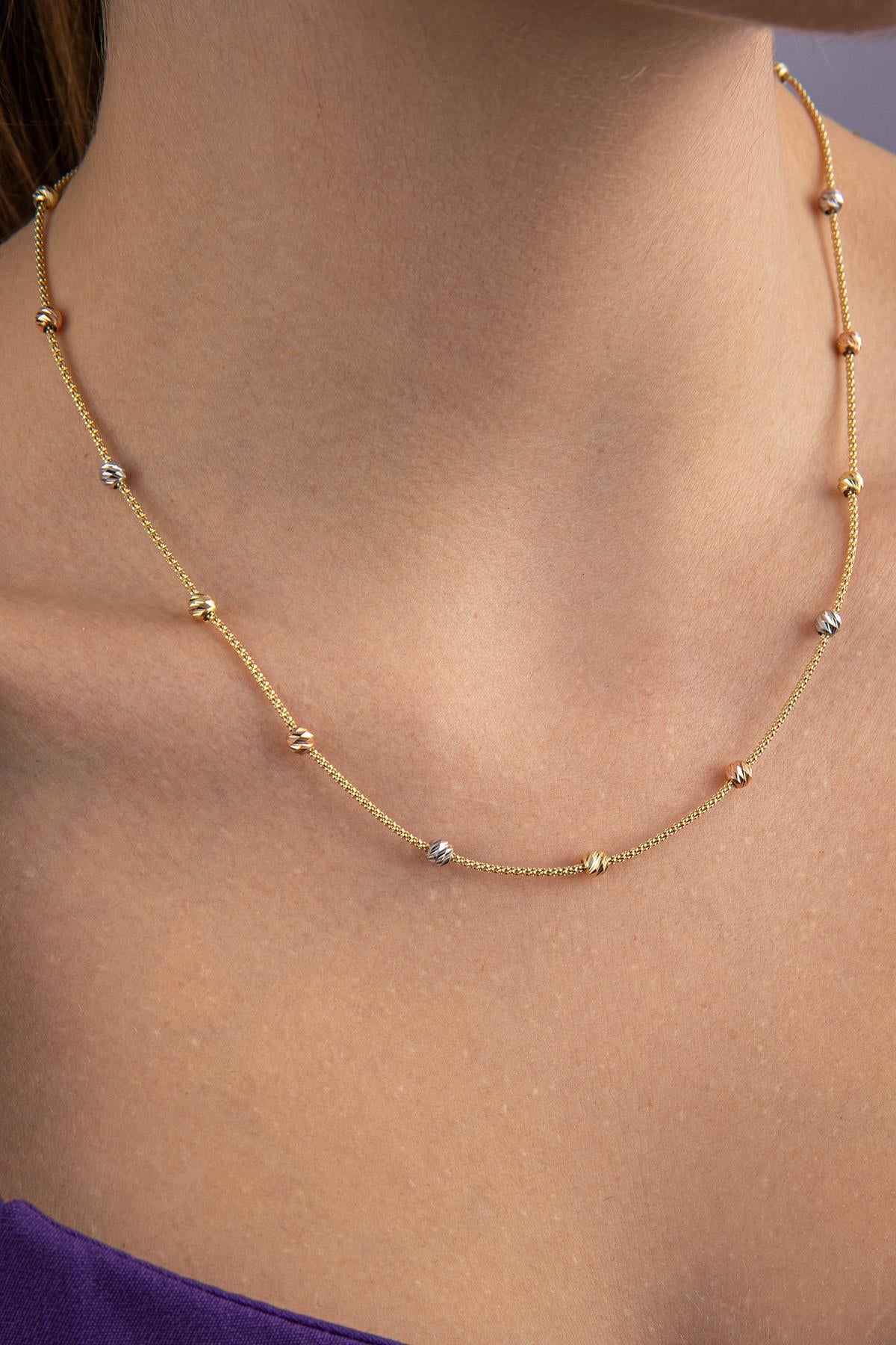 14K Gold Popcorn Dorica Ball Necklace