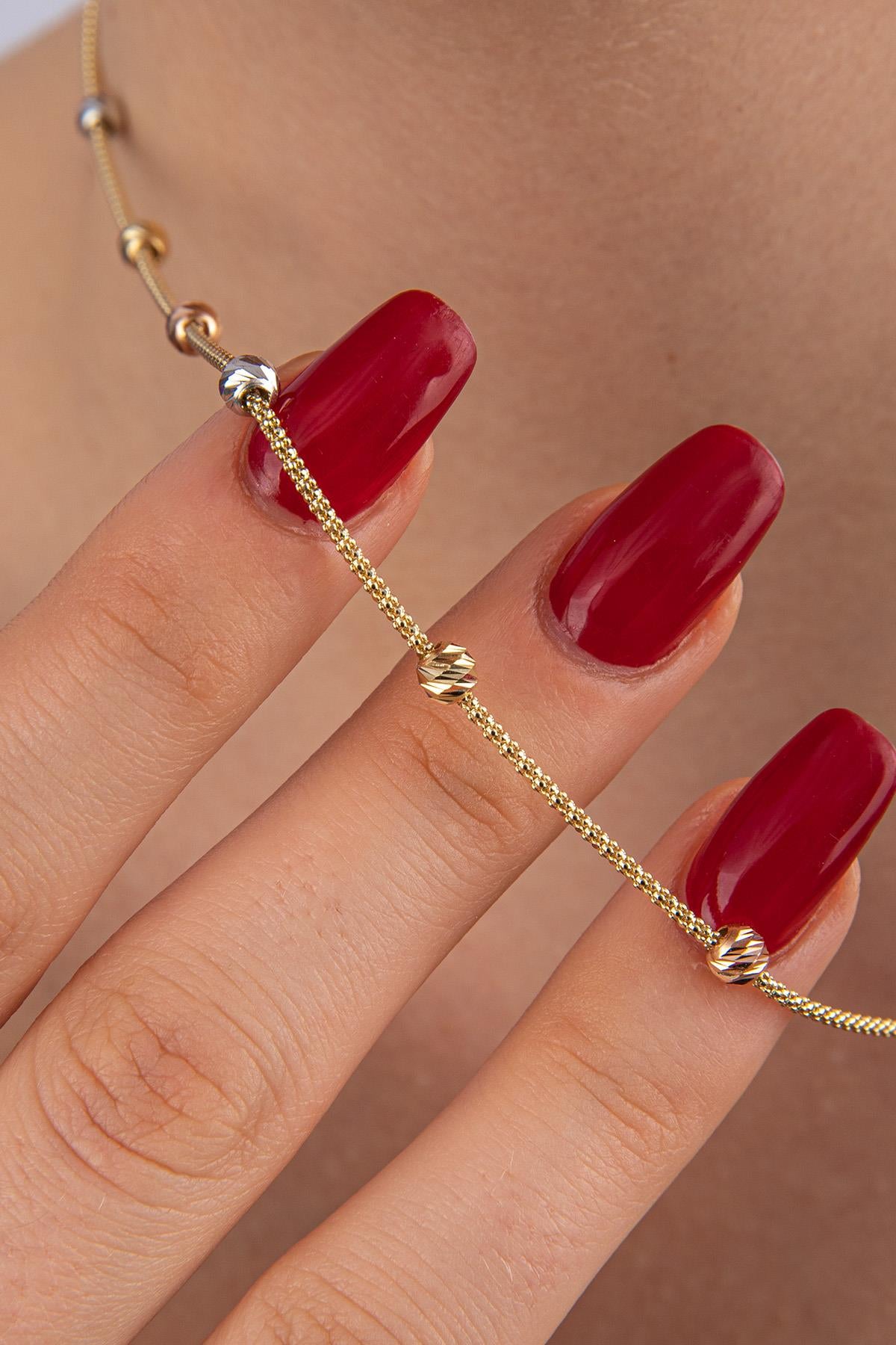 14K Gold Popcorn Dorica Ball Necklace