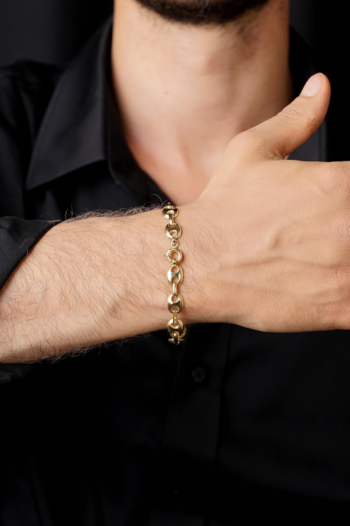 14K Solid Gold Puff Bracelet
