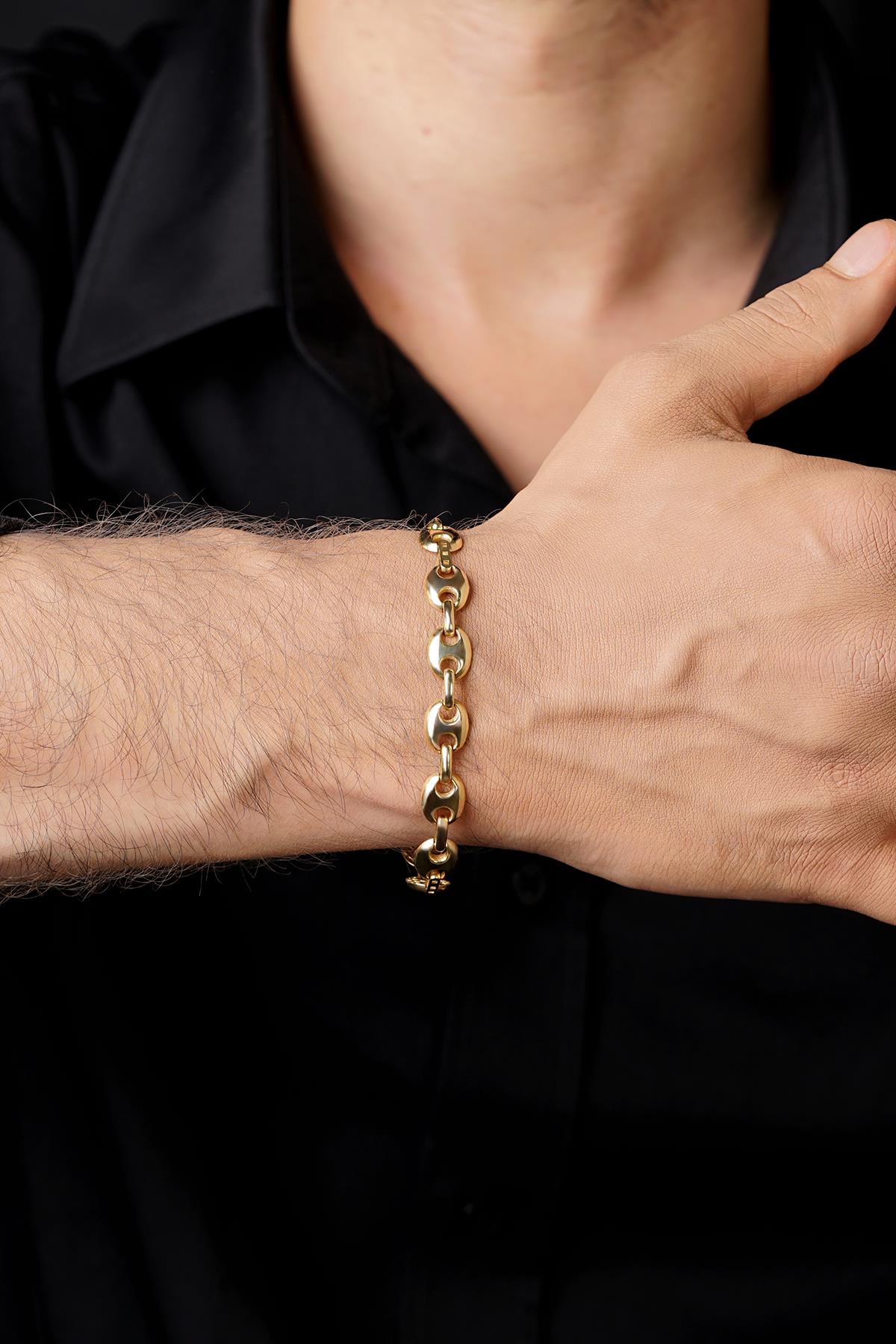 14K Solid Gold Puff Bracelet