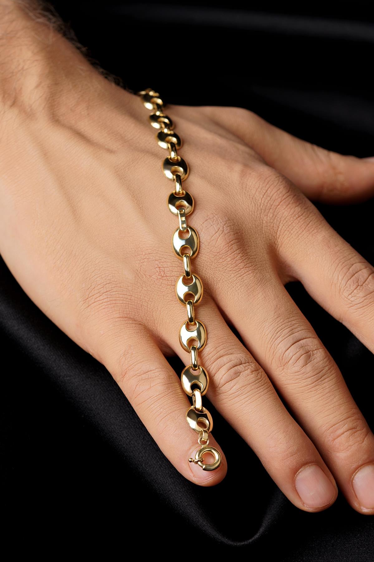 14K Solid Gold Puff Bracelet