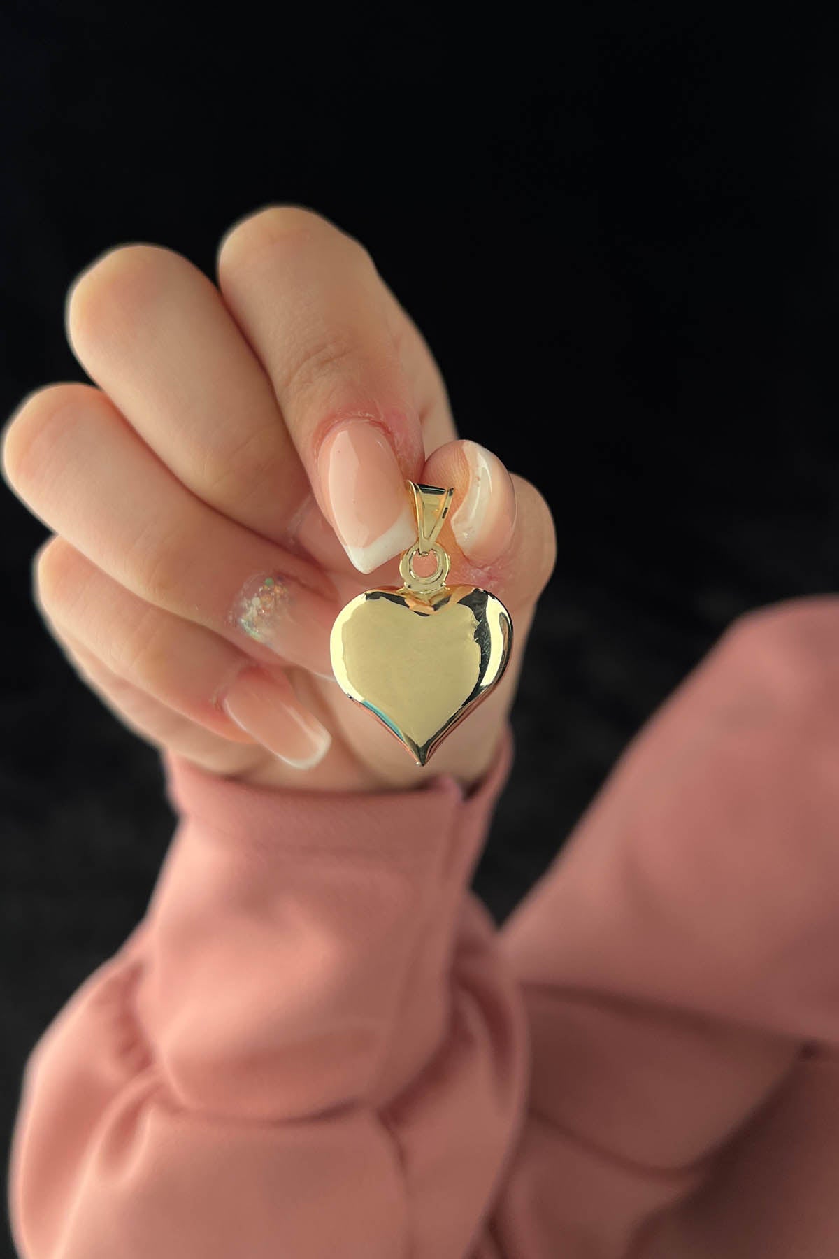 14K Gold Puff Heart Charm