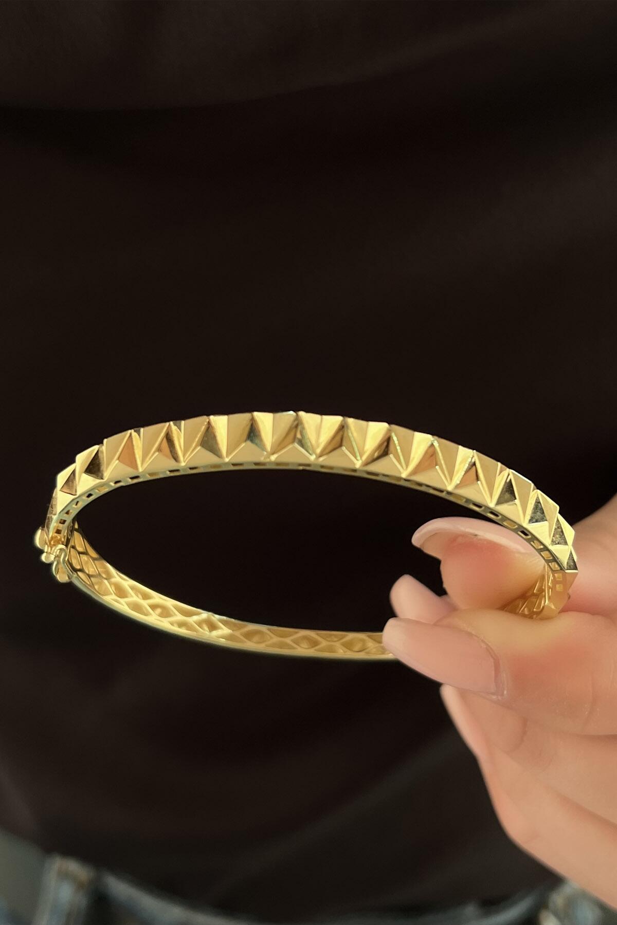 14K Gold Pyramid Cuff bracelet