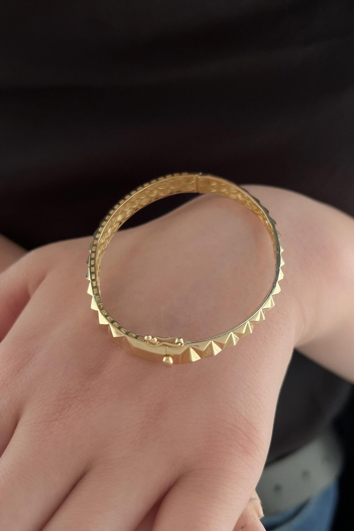 14K Gold Pyramid Cuff bracelet