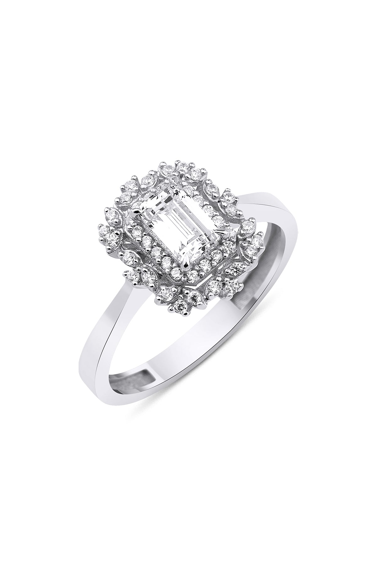 14K Gold Queen Baguette Ring White