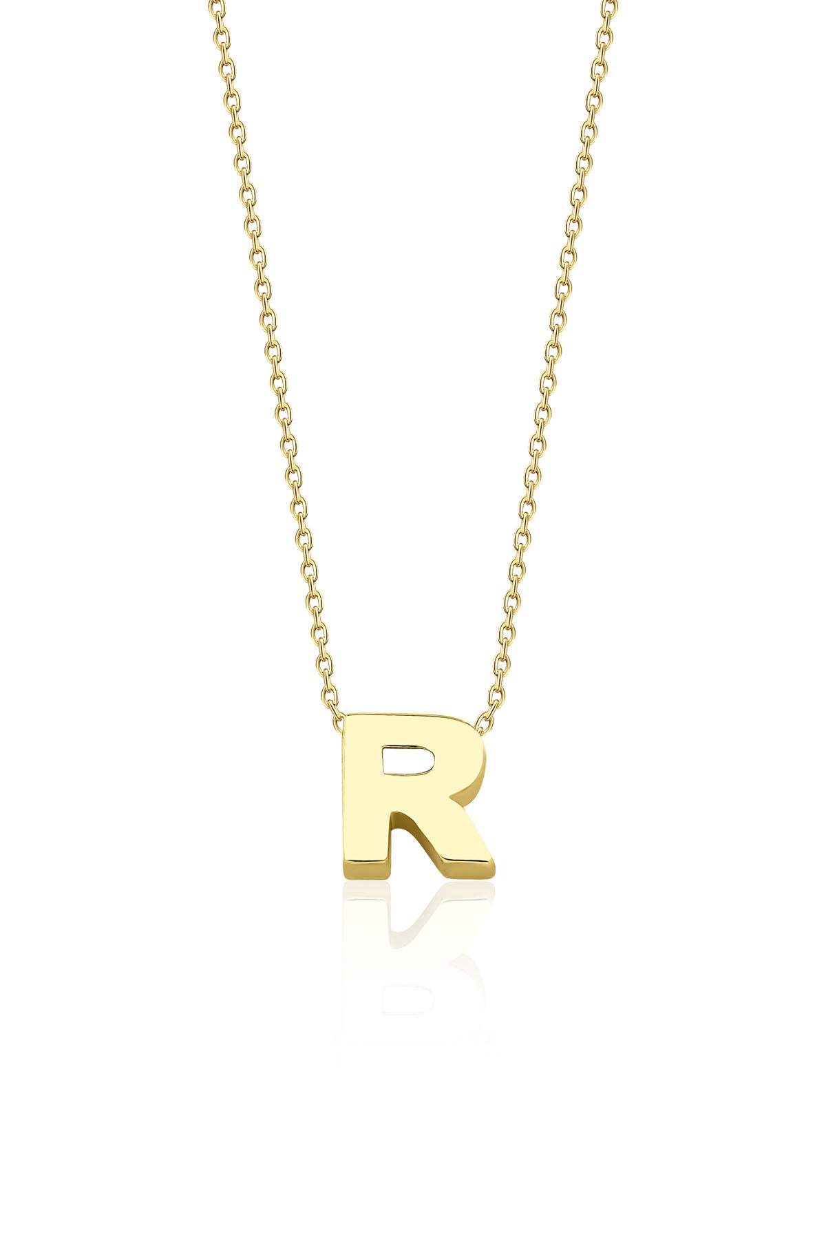 14K Gold R Initial Necklace