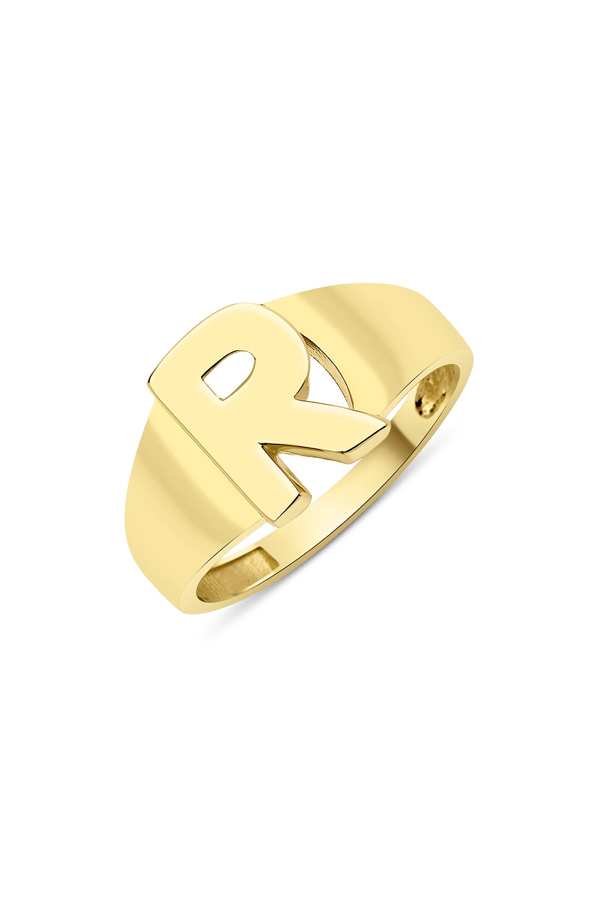 14k Gold R Initial Ring