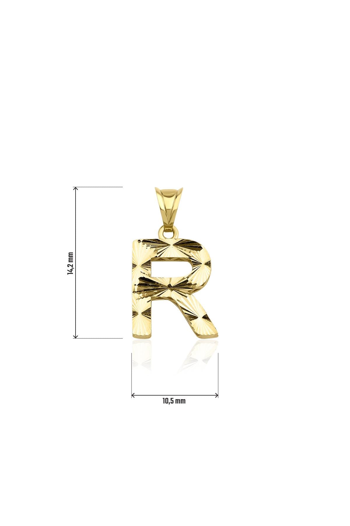 14K Gold R Letter Mini Shine Pendant